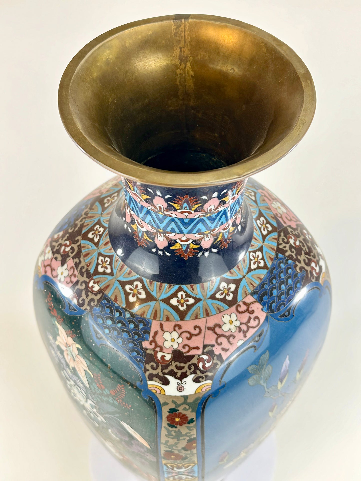 Very Rare Antique Japanese Meiji Era (late 1800's) Cloisonné Vase 24"