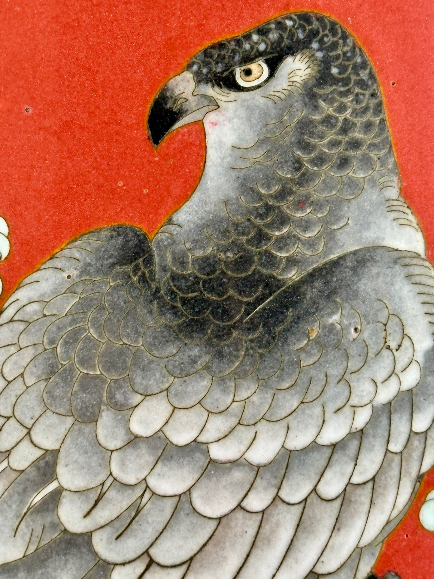 Rare Antique Japanese Meiji Era (late 1800's) Cloisonné Vase Falcon 34"