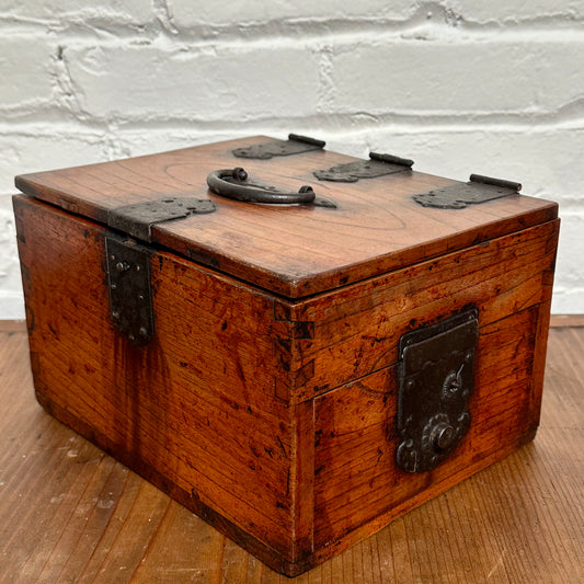 Antique Japanese Meiji Era Suzuribako Calligraphy Tansu Keyaki Wood 10"