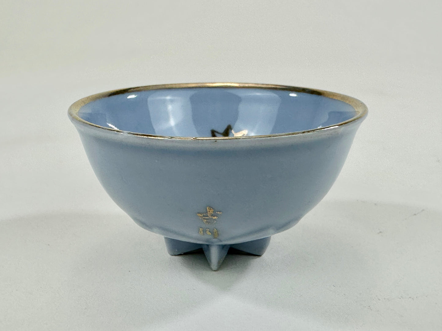 Antique Japanese c1930's Ceramic Sake Cup "Loyalty" Cherry Blossom