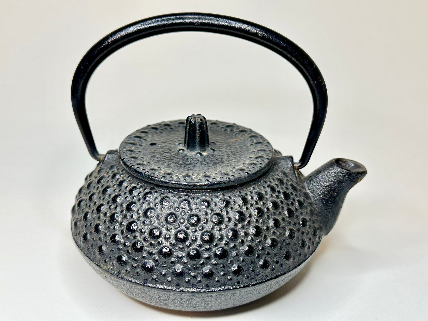 Vintage Japanese Mini Iron Tea Kettle Tetsubin Enamel Lined Interior 4.5"