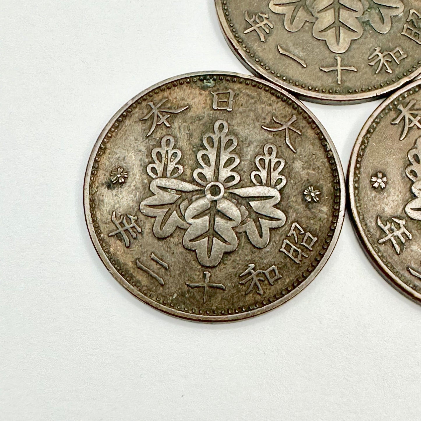 Japanese Bronze 1 Sen Coins 1922/23/24 Set 3 Paulownia Crest Taisho 11 12 13