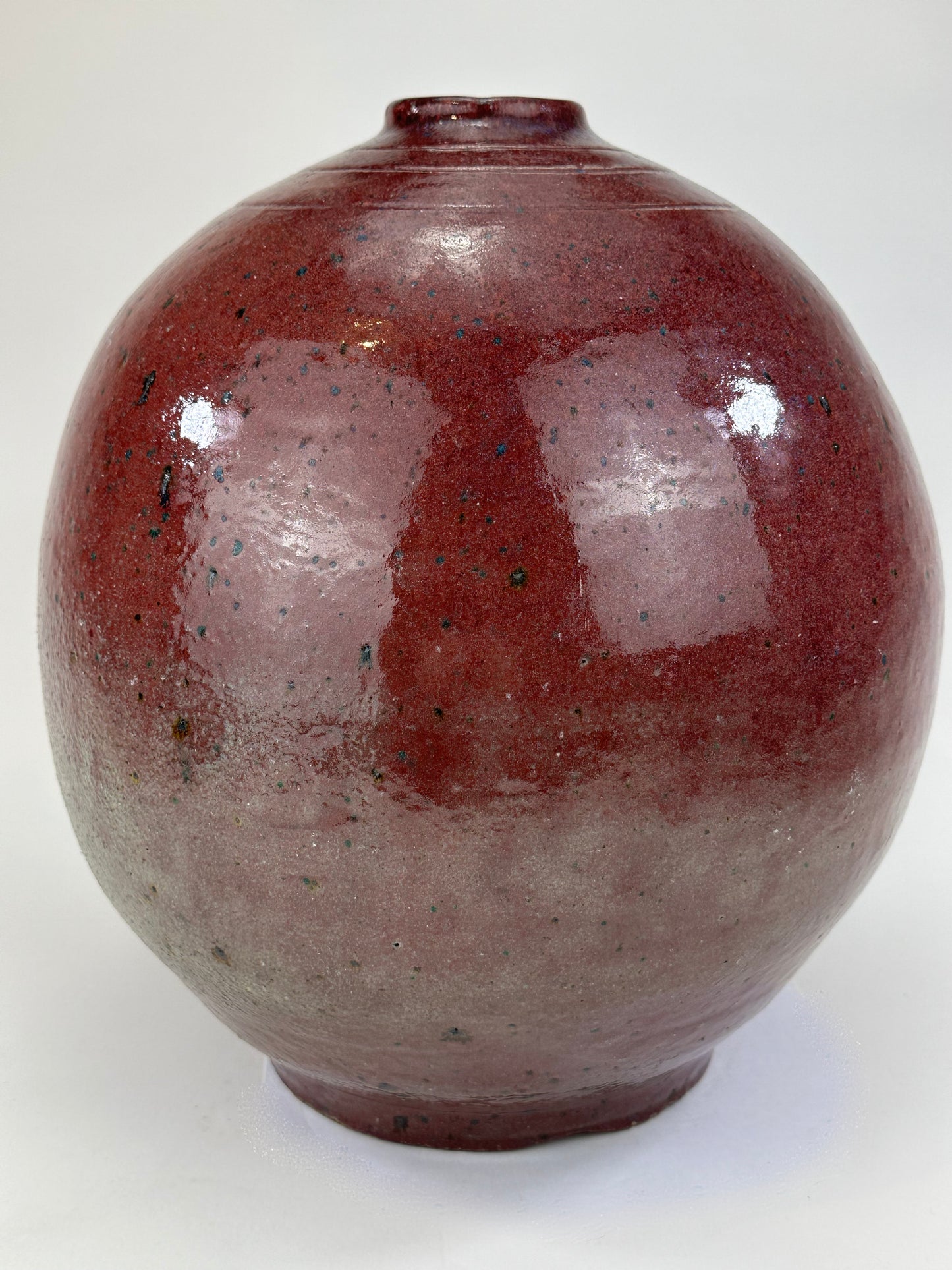 Vintage Japanese Hand Thrown Vase Beautiful Red-Purple Vase 11"