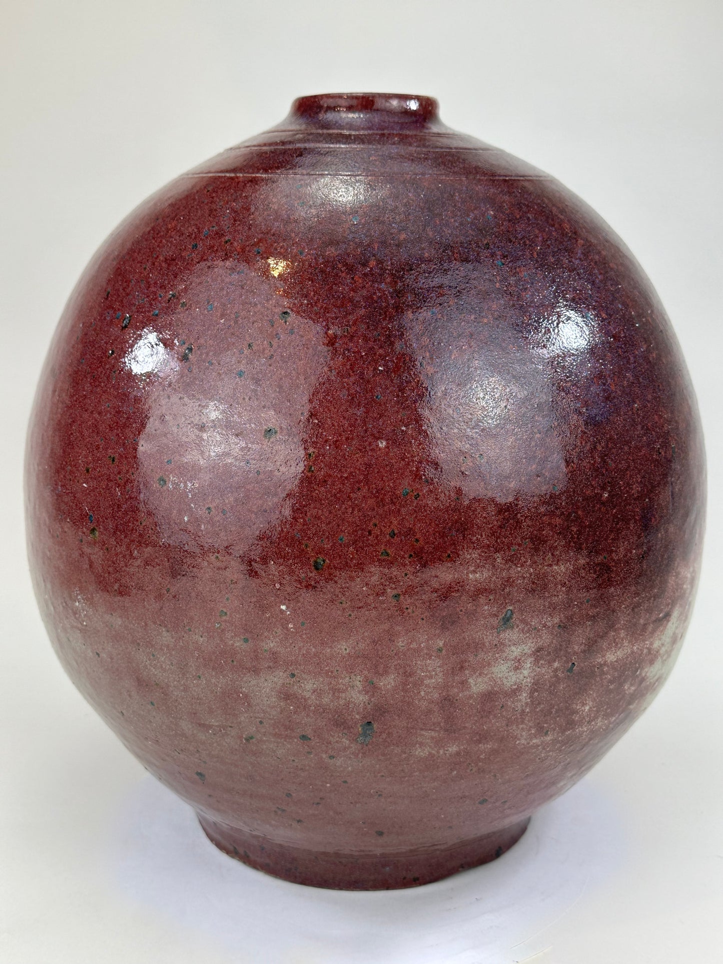 Vintage Japanese Hand Thrown Vase Beautiful Red-Purple Vase 11"