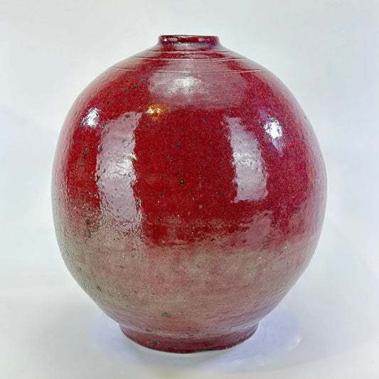 Vintage Japanese Hand Thrown Vase Beautiful Red-Purple Vase 11"