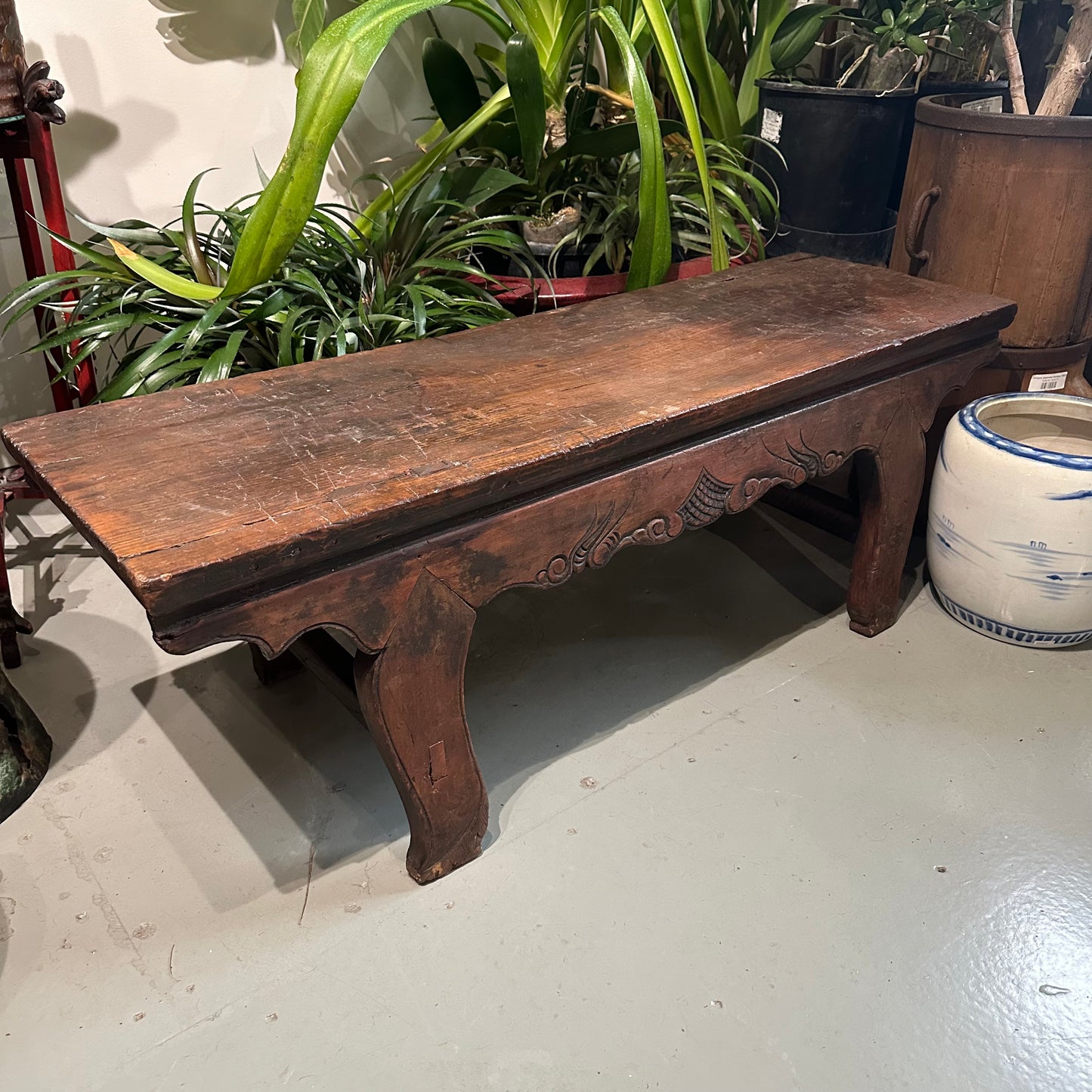 Antique Chinese 19th Century Farm House Bench 46"L