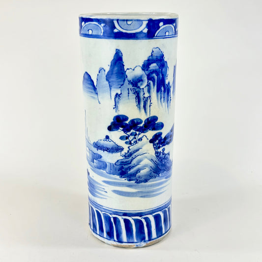 Antique Japanese Meiji era (late c.1800's) Imari Sleeve Vase Blue & White 12”