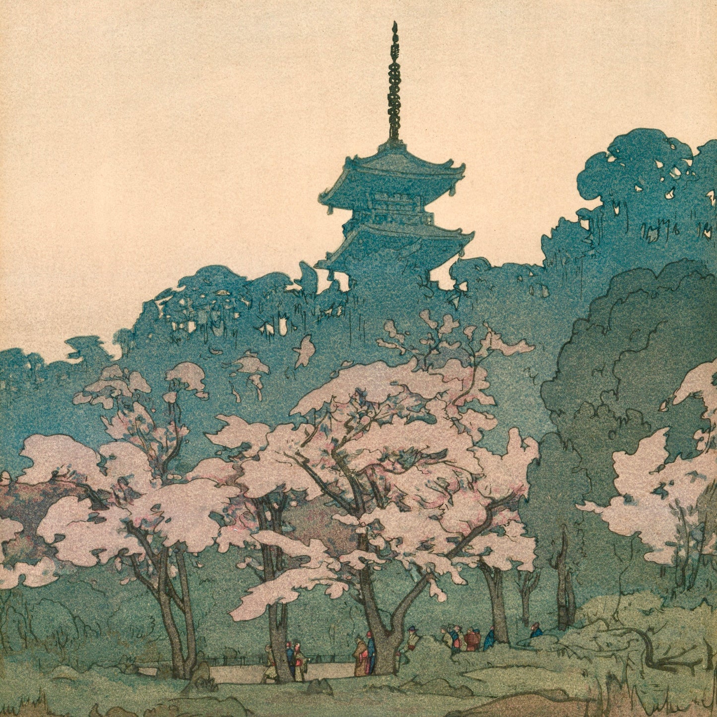 Hiroshi Yoshida Giclée Woodblock Print "Sankei-en" Garden 1935 7"x10"