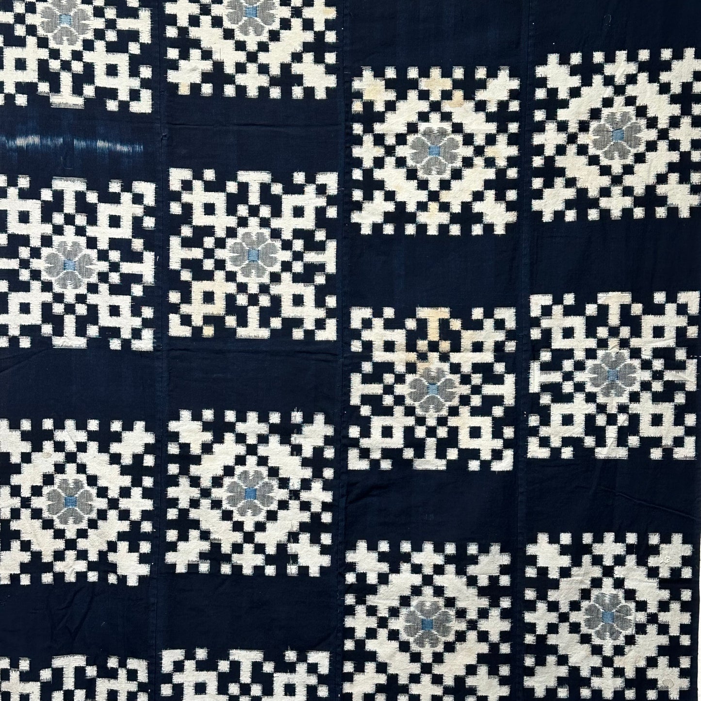 Antique Japanese 19th Century Textile - Kasuri Indigo Ikat 49"x60" #87