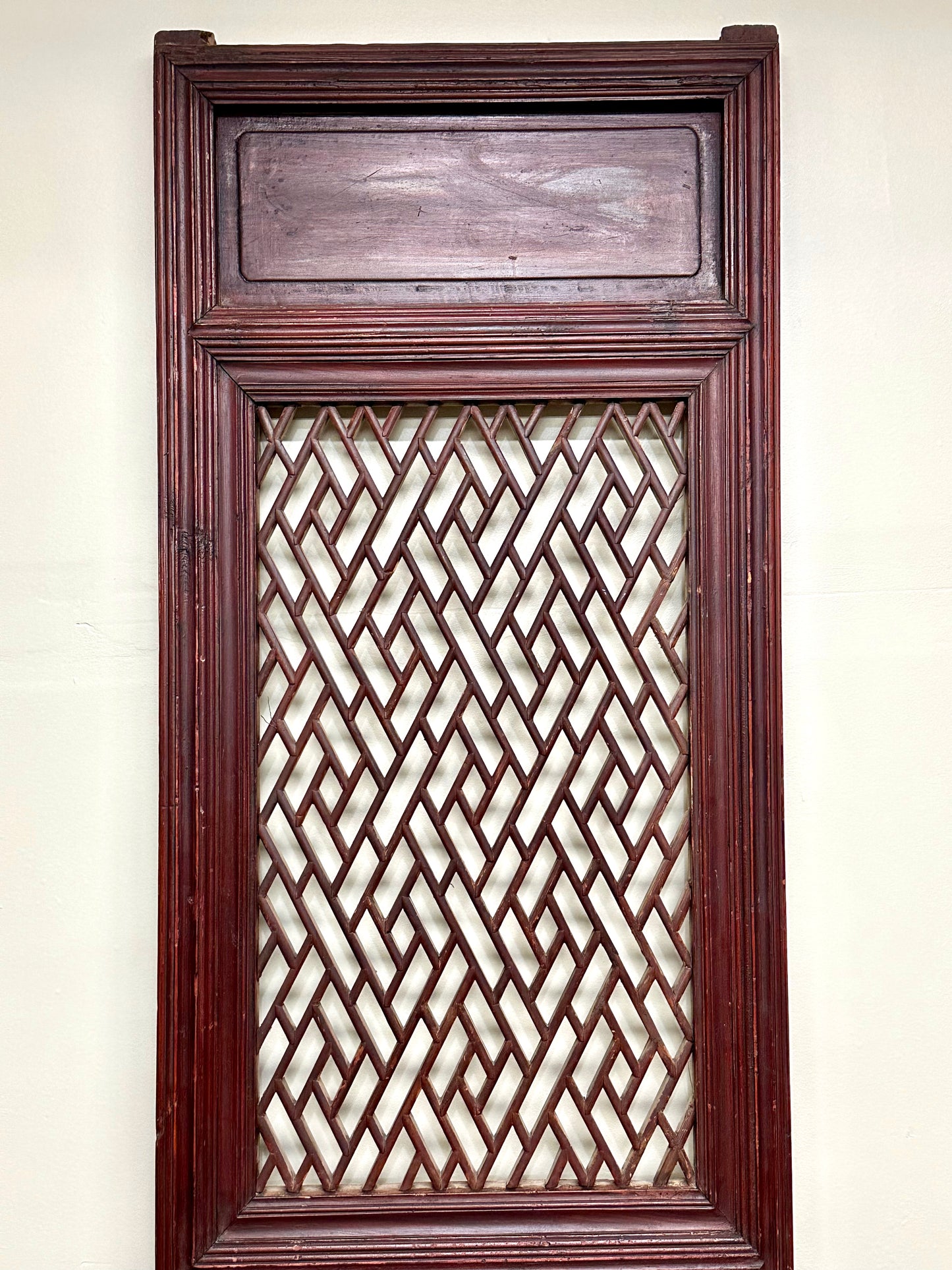 Antique Chinese Qing Dynasty 19th Lattice Wood Window/Door Panel