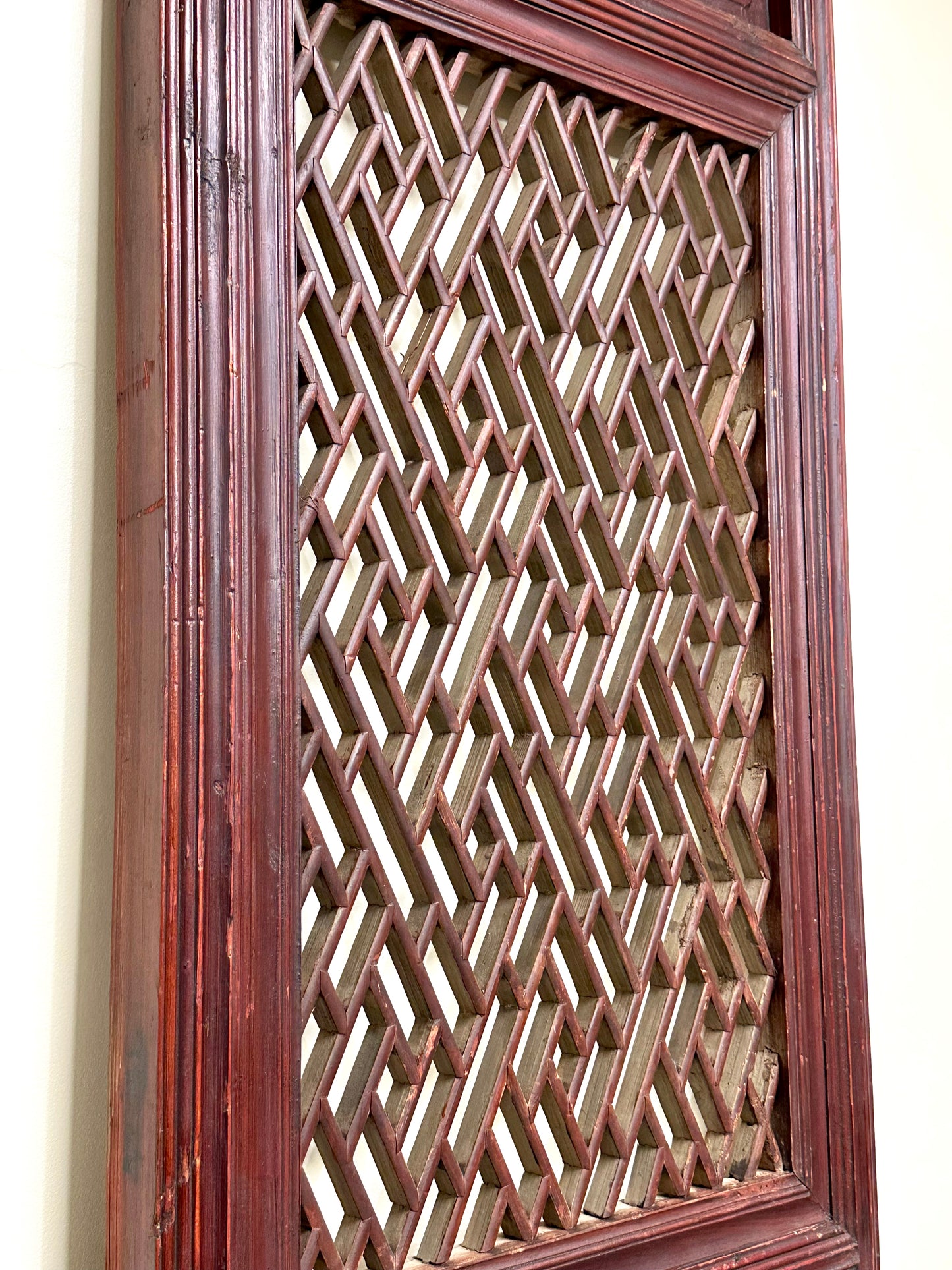 Antique Chinese Qing Dynasty 19th Lattice Wood Window/Door Panel