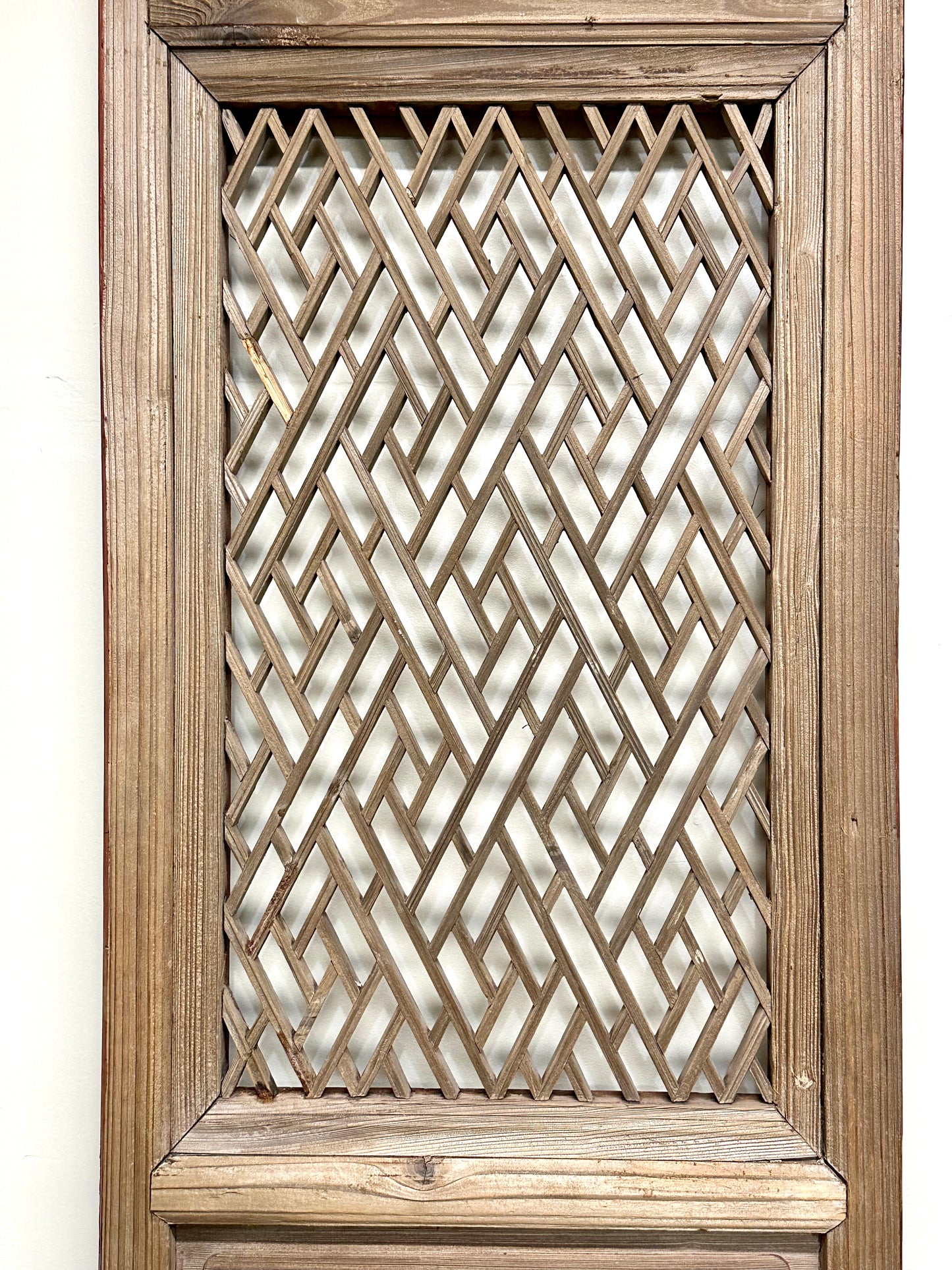 Antique Chinese Qing Dynasty 19th Lattice Wood Window/Door Panel