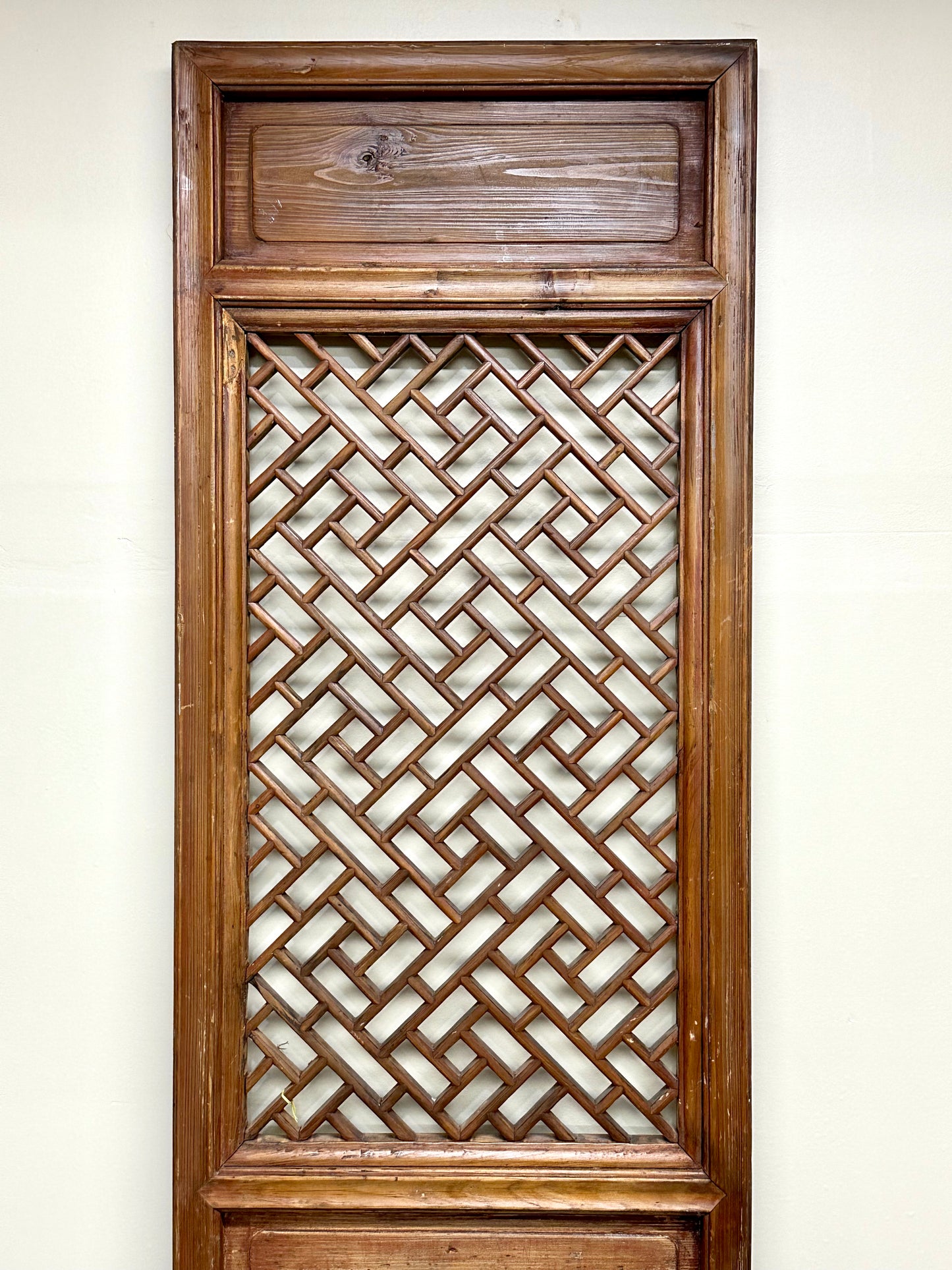 Antique Chinese Qing Dynasty 19th Lattice Wood Window/Door Panel