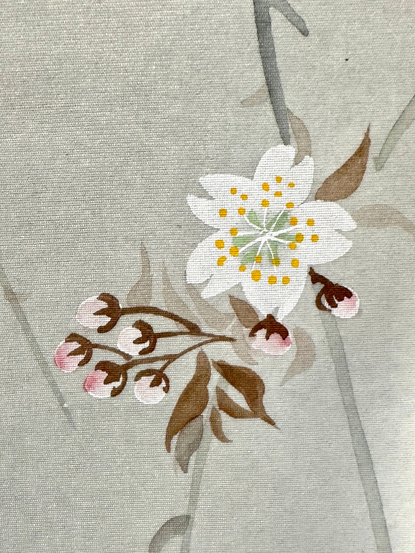Japanese Vintage Scroll Kakejiku Hand Painted Moon & Sakura Cherry 73"