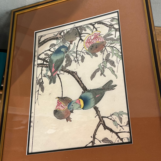 Original Japanese Woodblock Print: By Imao Keinen c1891 Framed 15x20"