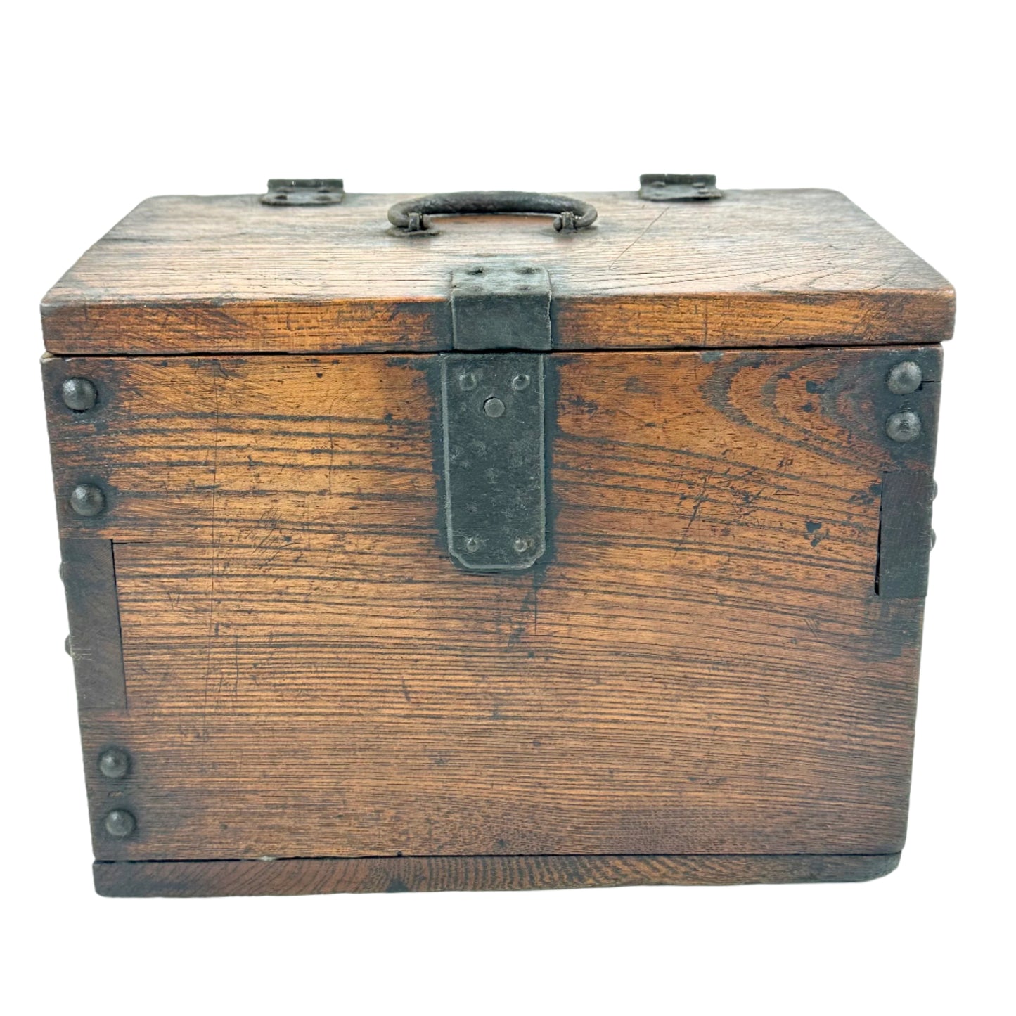 Antique Japanese Meiji Era (1868-1912) Suzuribako Calligraphy Tansu Keyaki Wood 9”
