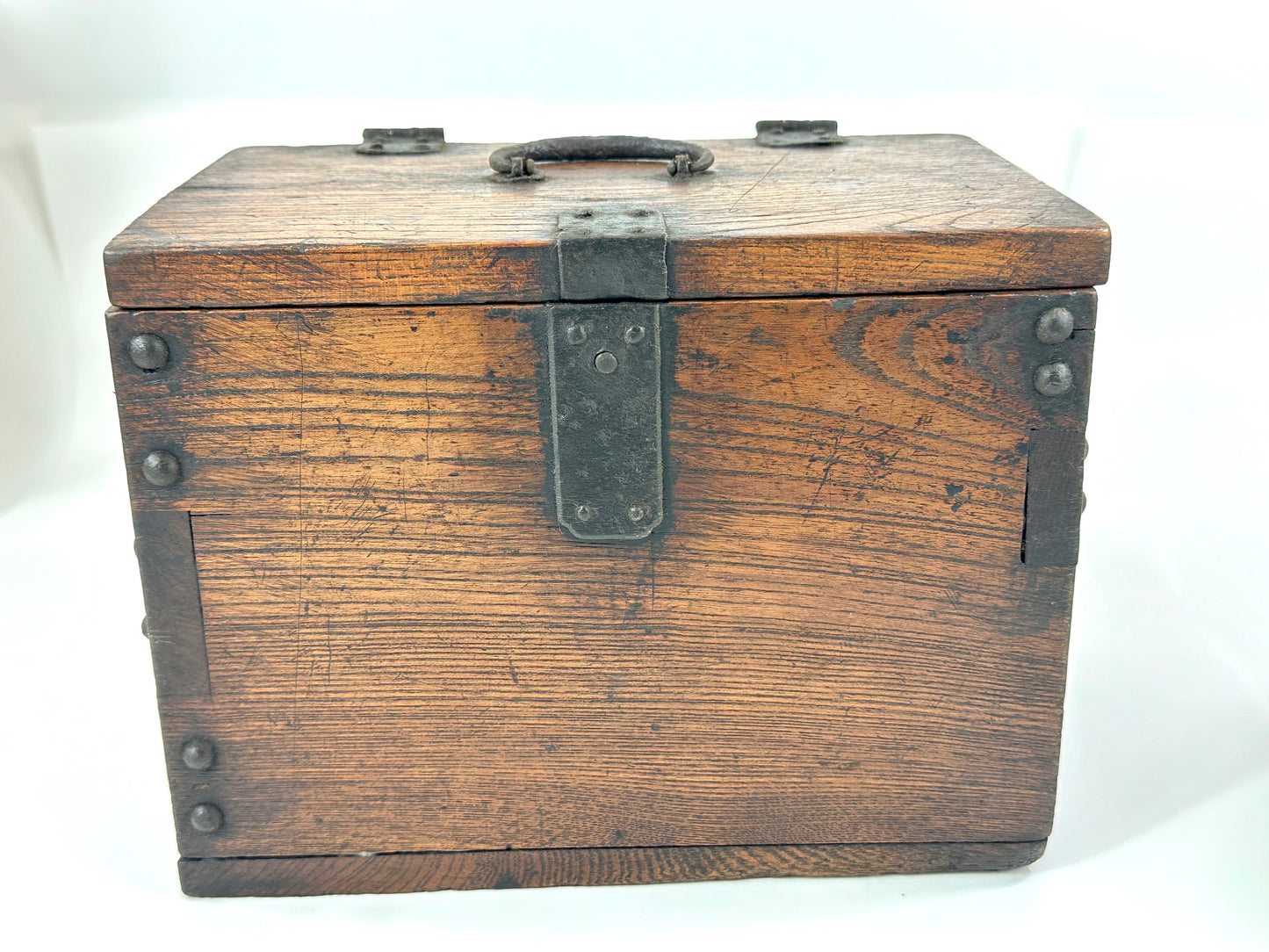 Antique Japanese Meiji Era (1868-1912) Suzuribako Calligraphy Tansu Keyaki Wood 9”