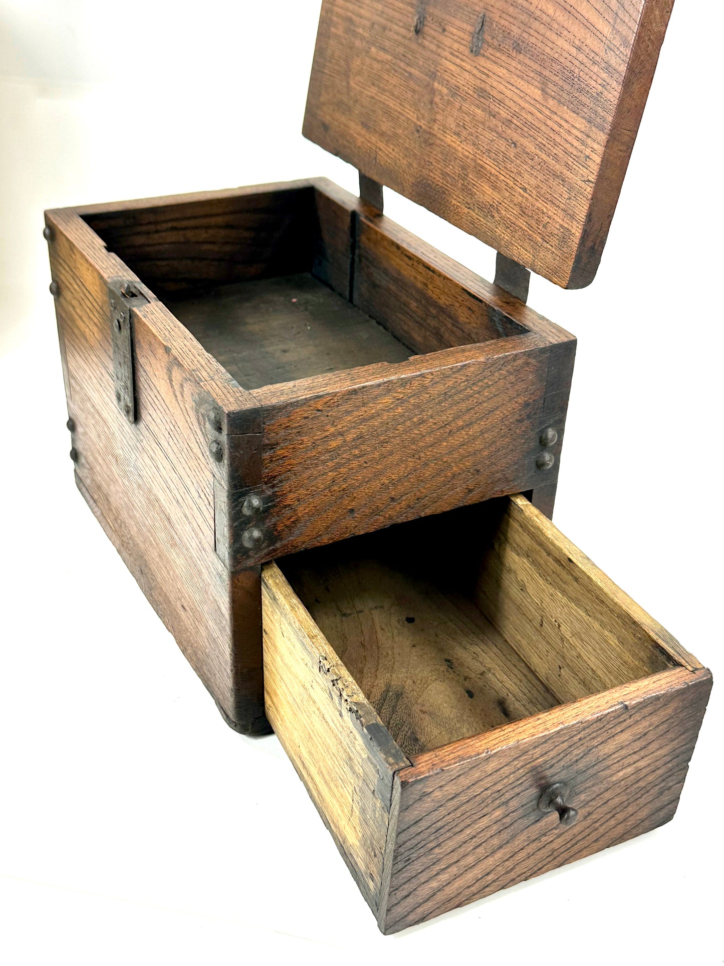 Antique Japanese Meiji Era (1868-1912) Suzuribako Calligraphy Tansu Keyaki Wood 9”