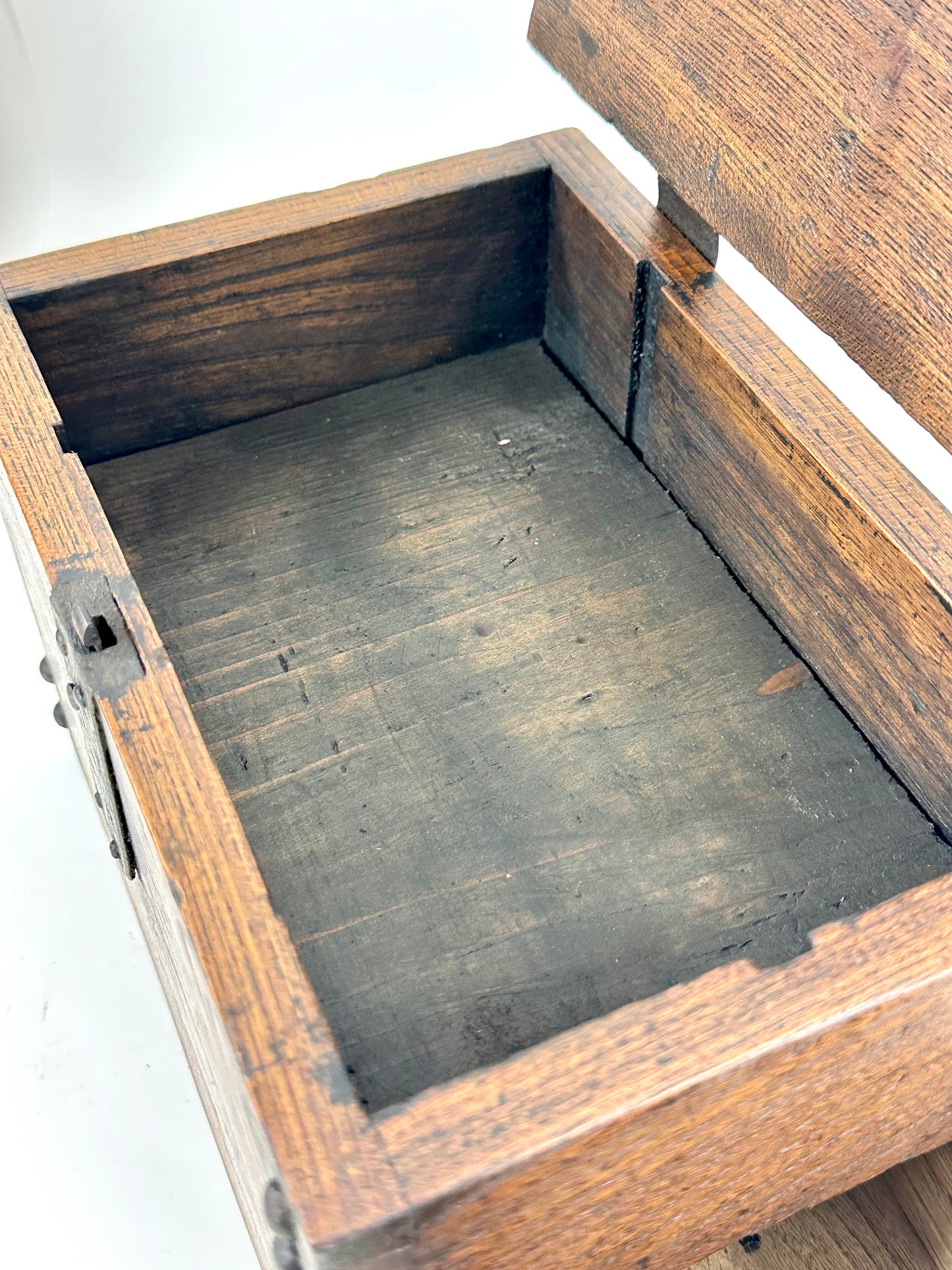 Antique Japanese Meiji Era (1868-1912) Suzuribako Calligraphy Tansu Keyaki Wood 9”