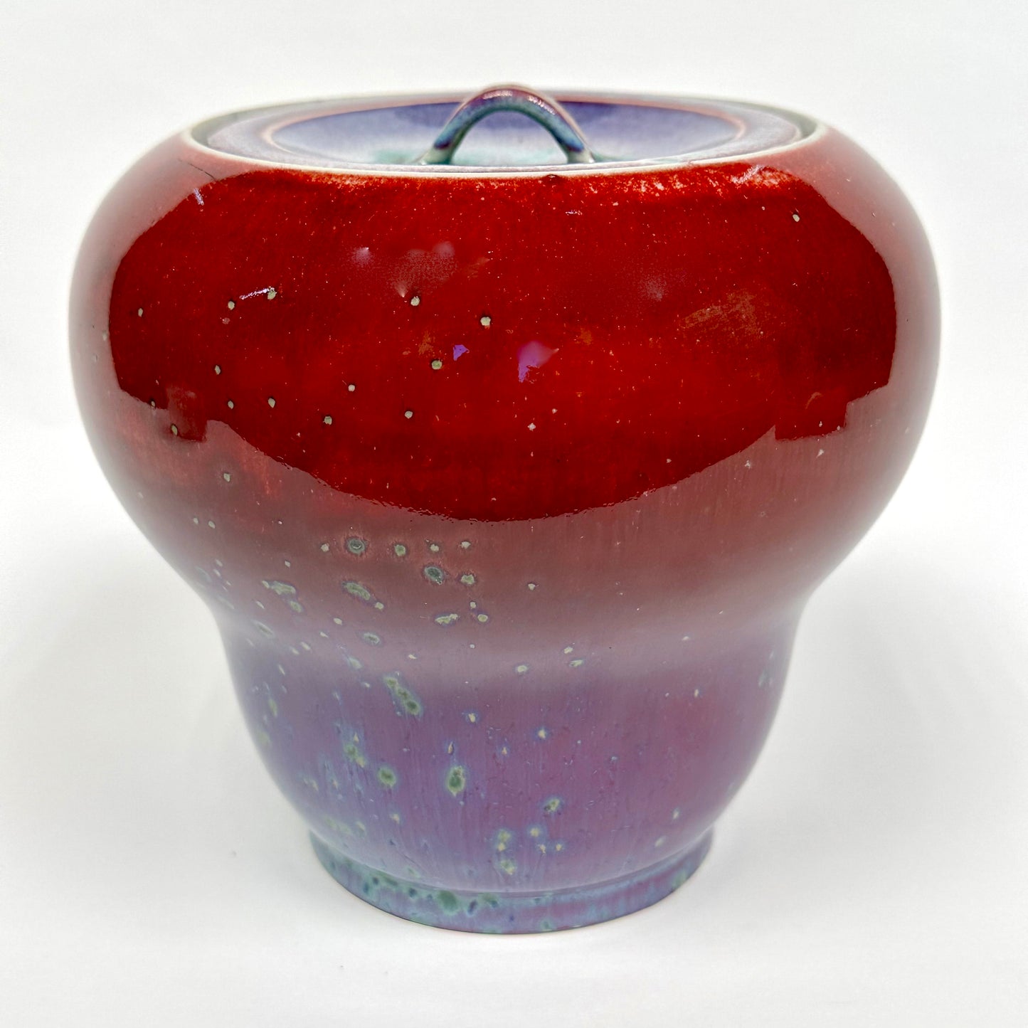Vintage Japanese Mizusashi by Matsuyama Gaei c1960's Peacock Glaze Tea Ceremony 6"