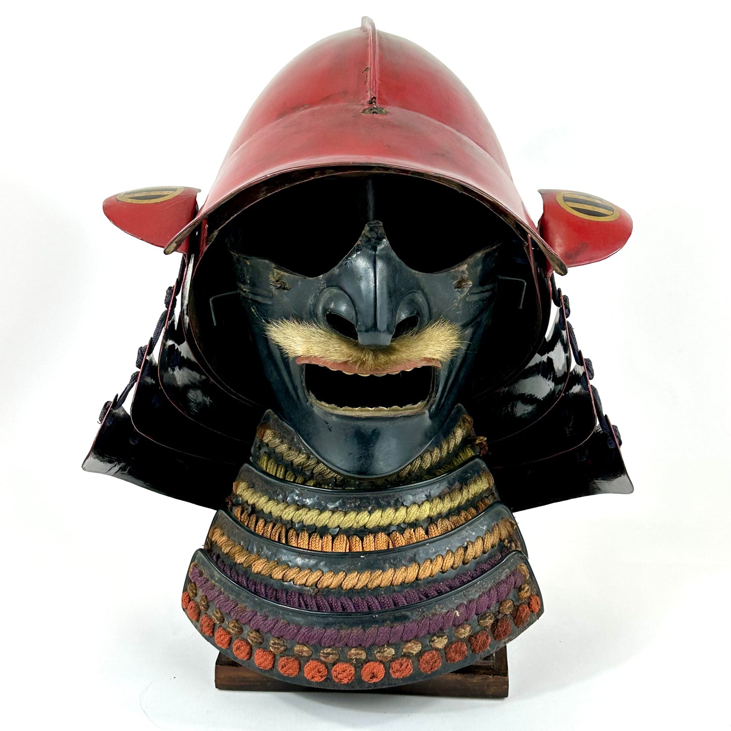 Japanese Edo Period Momonari Kabuto Samurai Helmet Red Lacquer w/ Crescent Moon Maedate LS#157