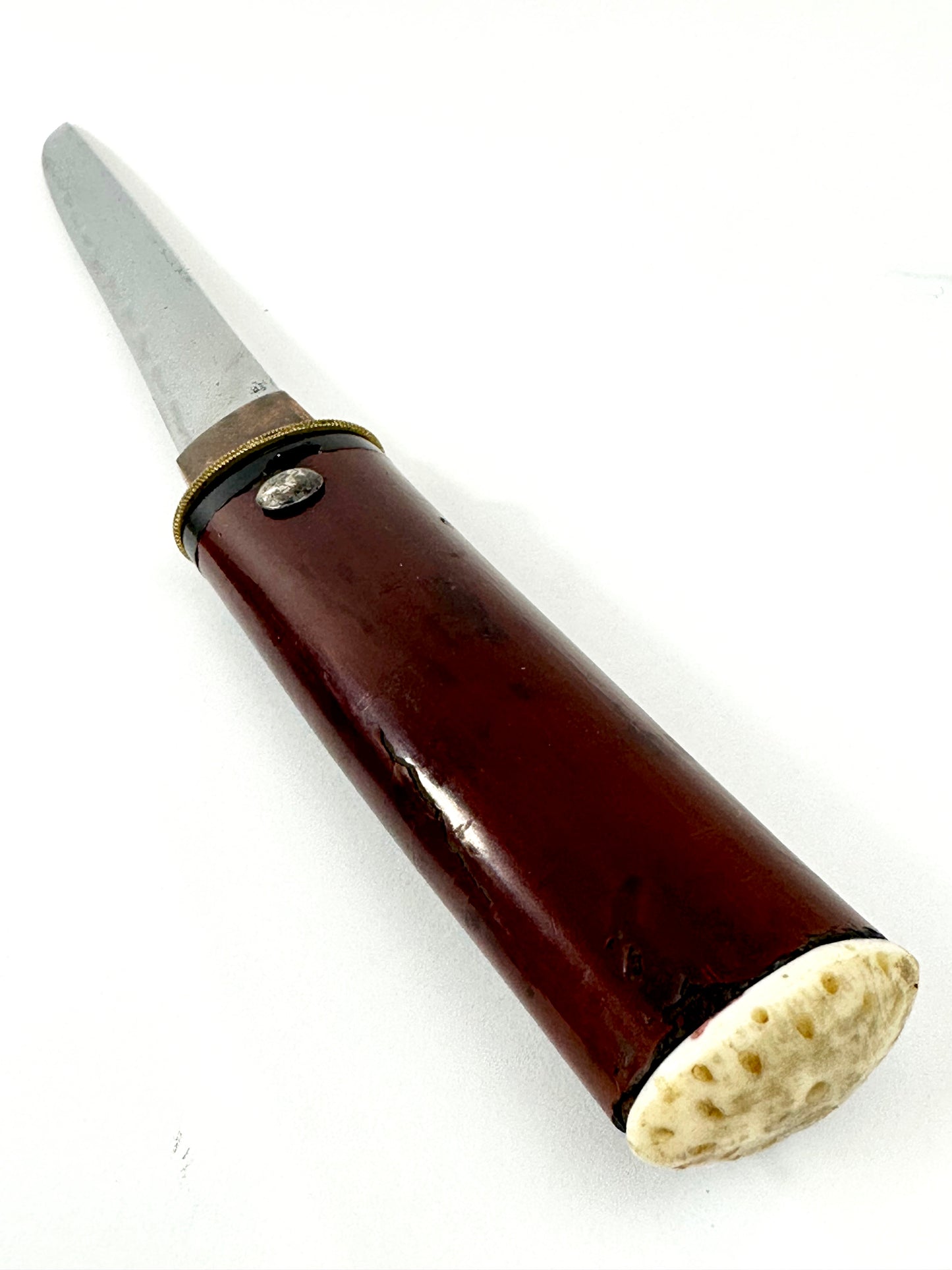 Japanese Edo Period Signed “Kagemitsu” Tanto Samurai Sword in Red Sheath LS#101