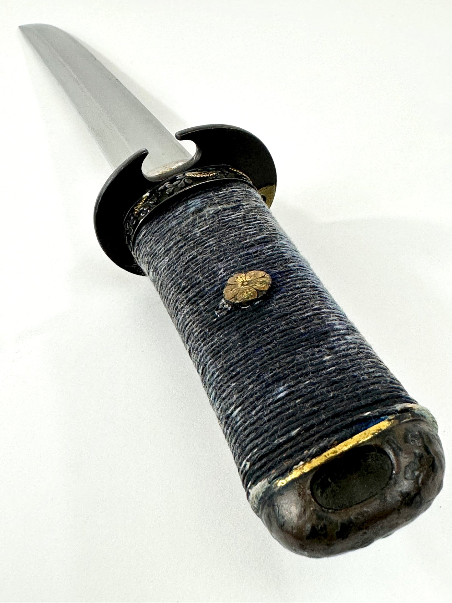 Antique Japanese Samurai Tanto Edo Period Deer & Pine Fittings Black Lacquer Saya LS122