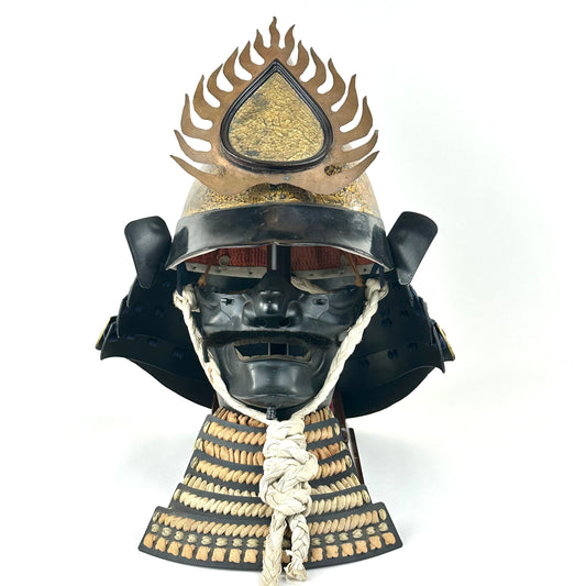 Japanese Edo Period Eboshi Kawari Kabuto w/ Flaming Jewel Maedate Rare LS#115