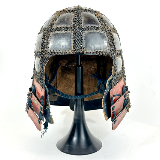 Japanese Edo Period Samurai Tatami (Folding) Kabuto Chainmail Helmet Iron/Lacquer LS#004