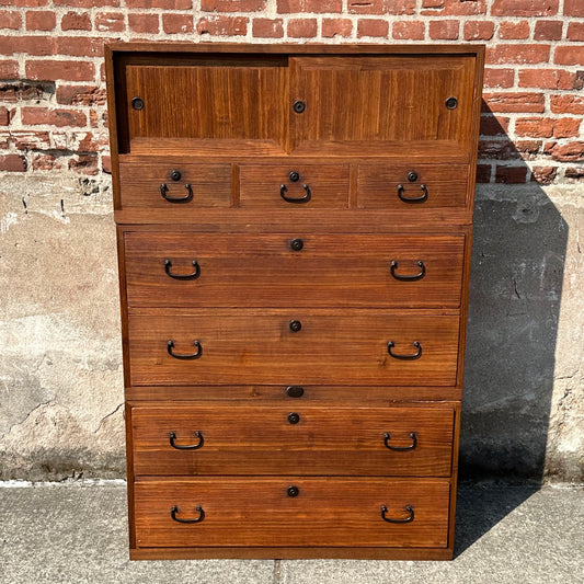 Antique Japanese Ishodansu Clothing Chest Tansu Taisho c1920’s 56”H Kiri Wood