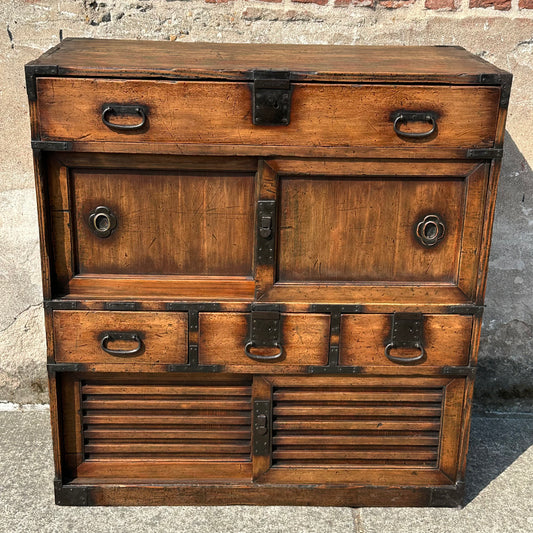 Antique Japanese Meiji Era (1868-1912) Chobadansu Document Chest 4 Drawer 37"H