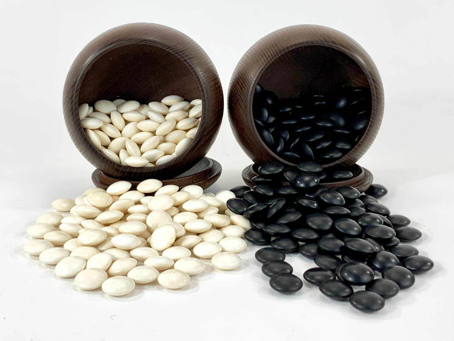 Vintage Go Stones Large 10mm Thick Natural Shell & Slate w/ Keyaki Bowls