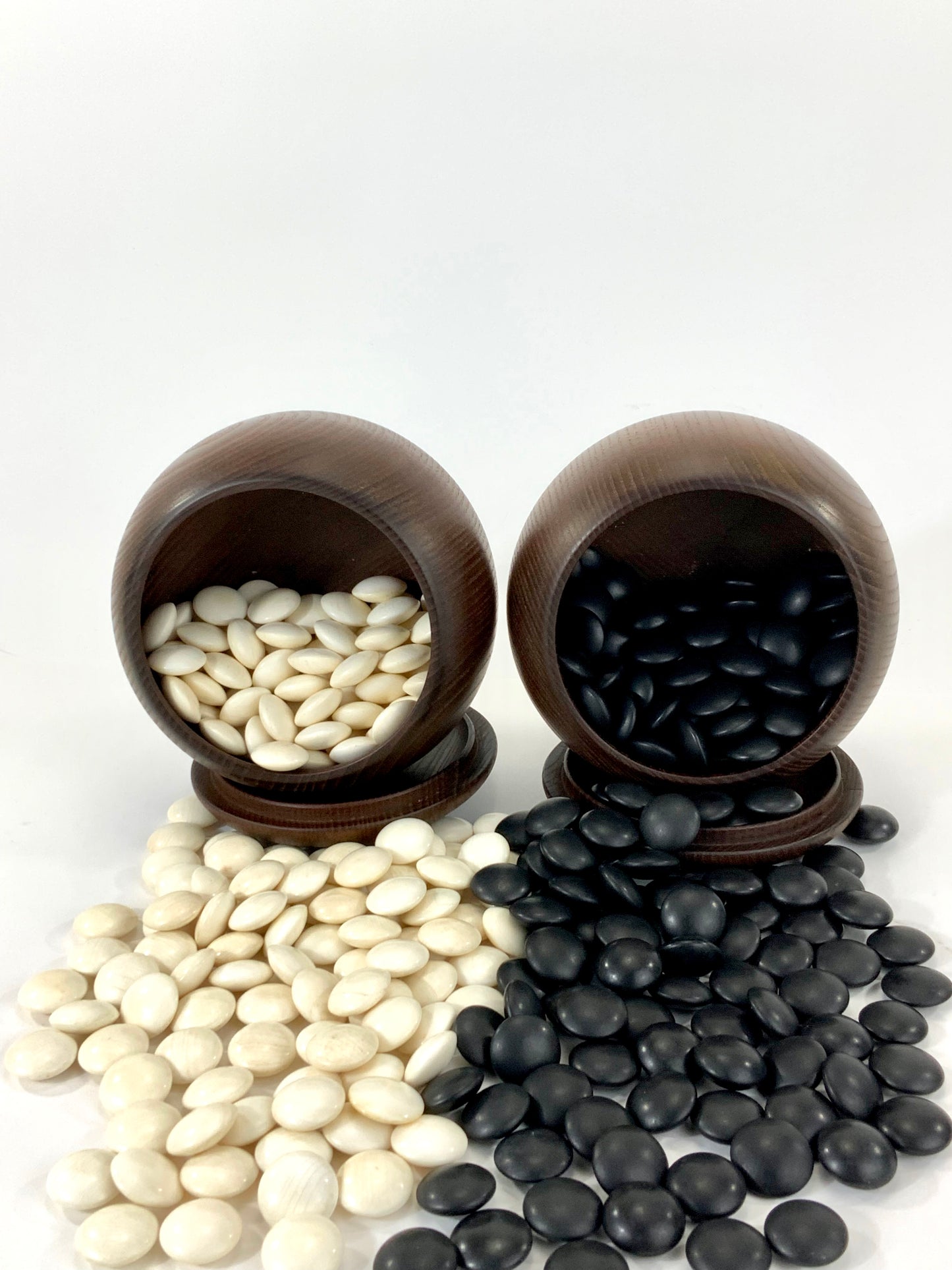 Vintage Go Stones Large 10mm Thick Natural Shell & Slate w/ Keyaki Bowls