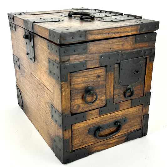 Antique Japanese c1880’s Kiri Wood Suzuribako Calligraphy Tansu Chest 11"