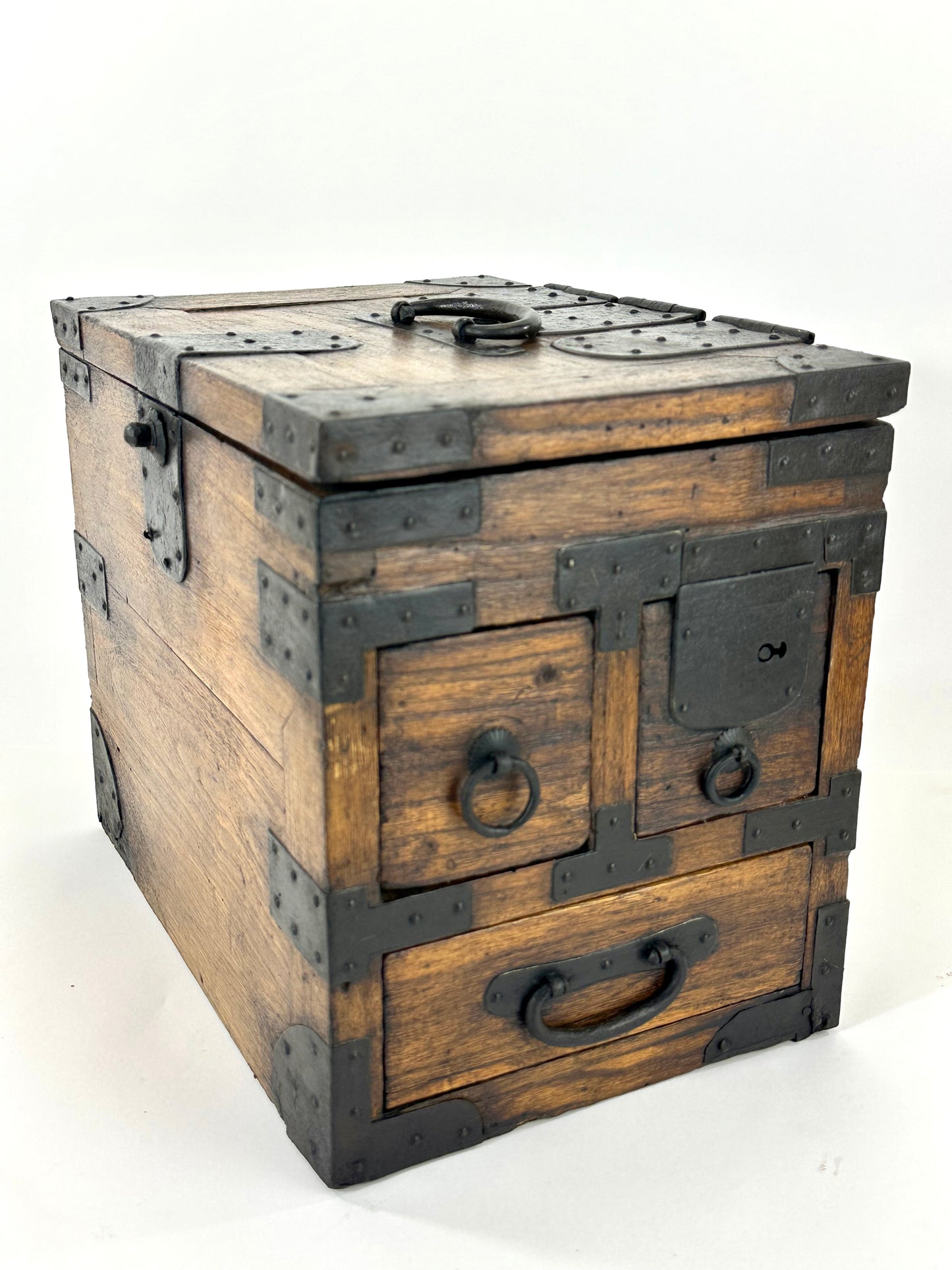 Antique Japanese c1880’s Kiri Wood Suzuribako Calligraphy Tansu Chest 11"