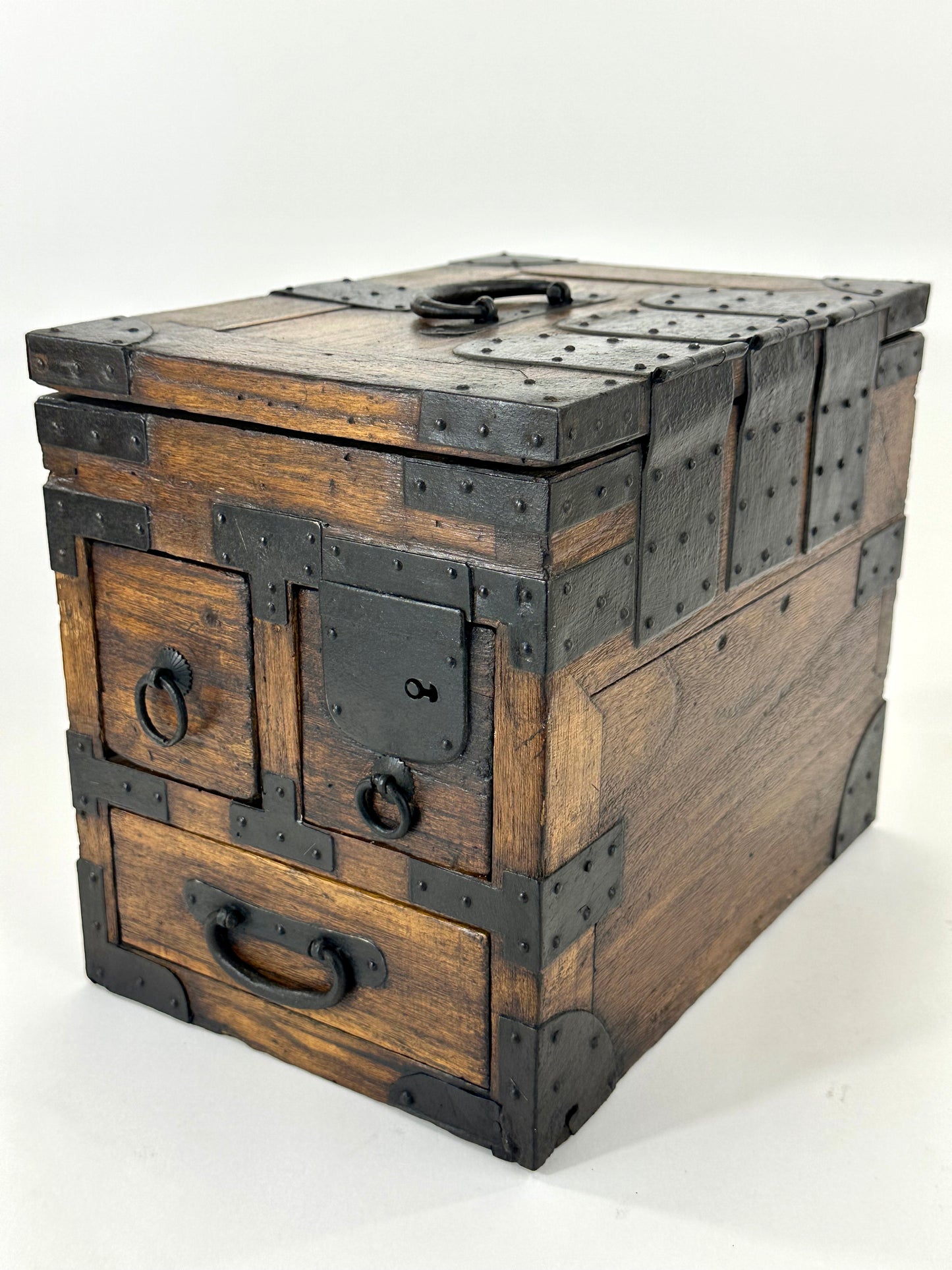 Antique Japanese c1880’s Kiri Wood Suzuribako Calligraphy Tansu Chest 11"