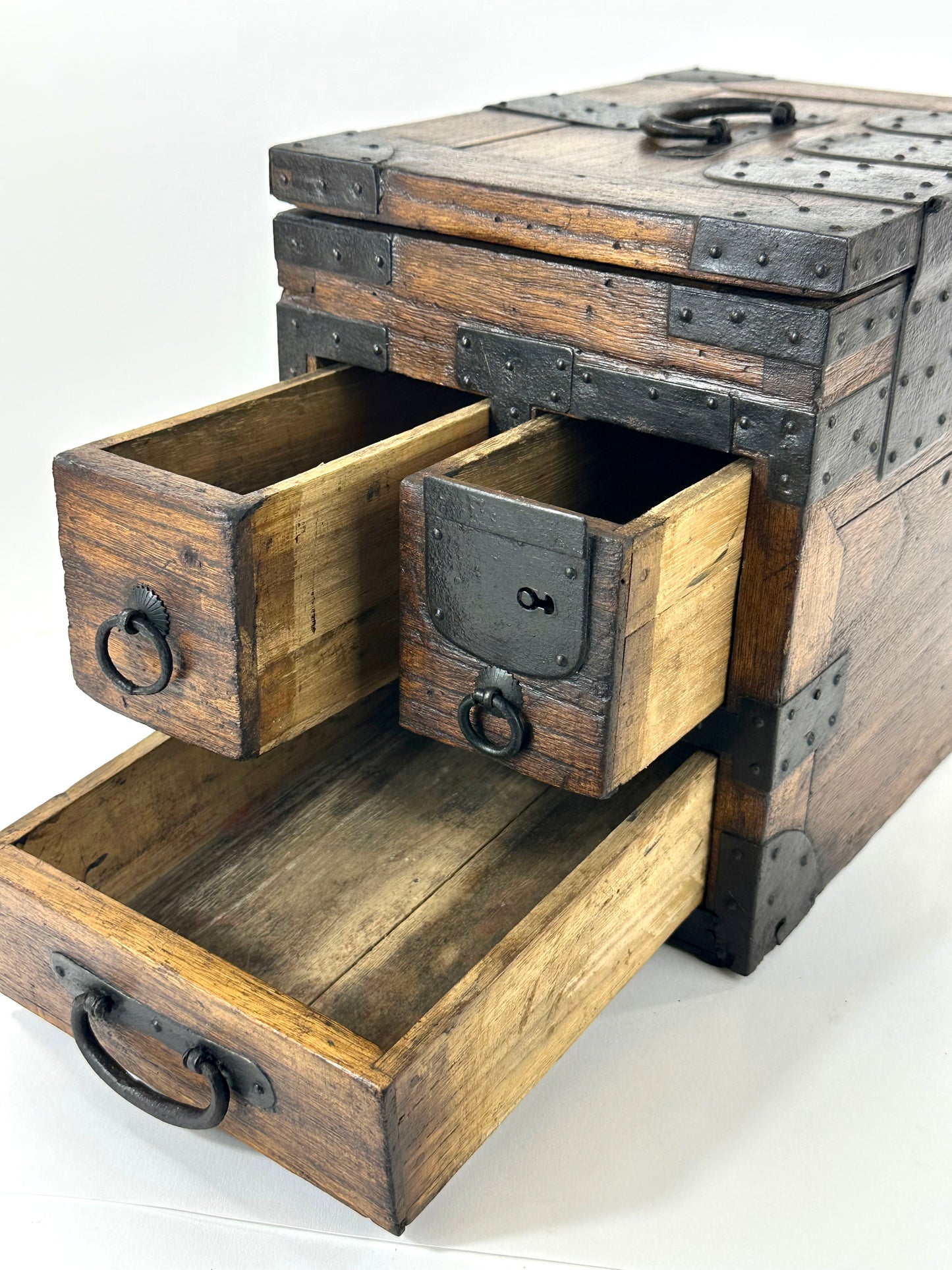 Antique Japanese c1880’s Kiri Wood Suzuribako Calligraphy Tansu Chest 11"