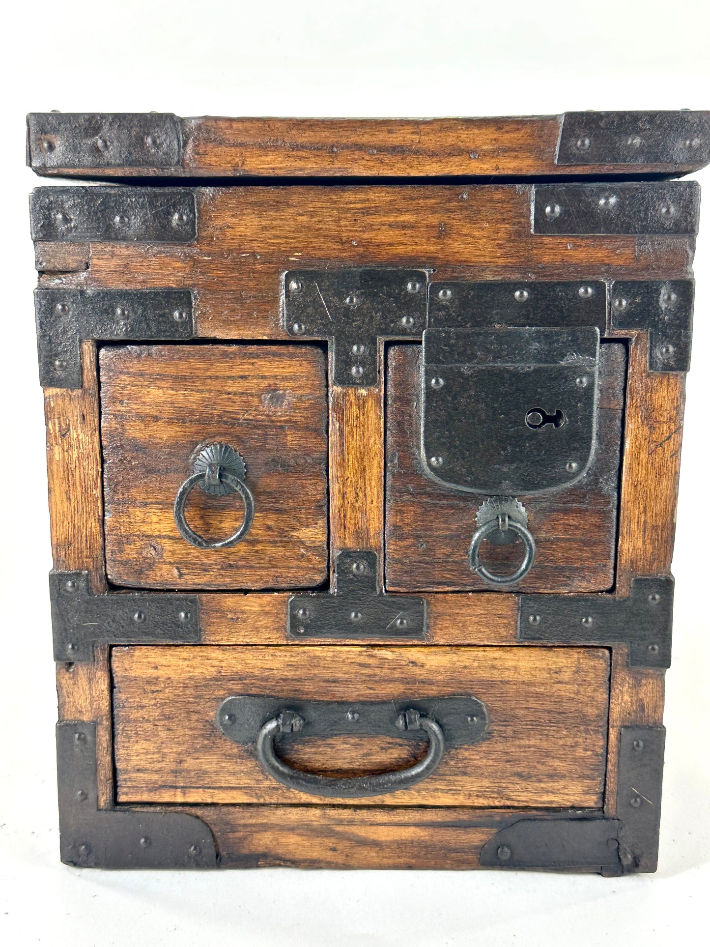 Antique Japanese c1880’s Kiri Wood Suzuribako Calligraphy Tansu Chest 11"