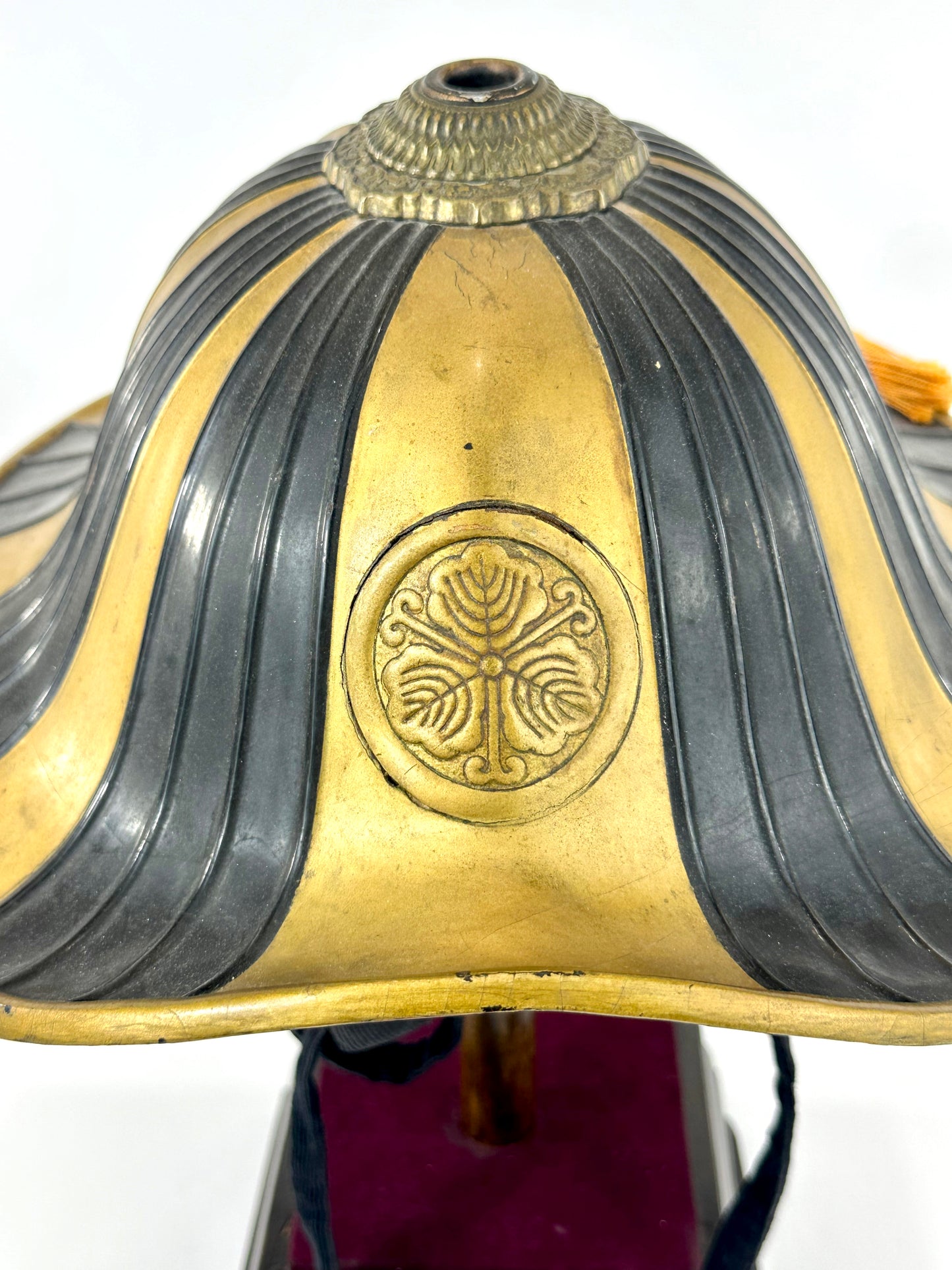 Japanese Edo Period Samurai Jingasa Kabuto Helmet Vine-Oak Mon LS#117