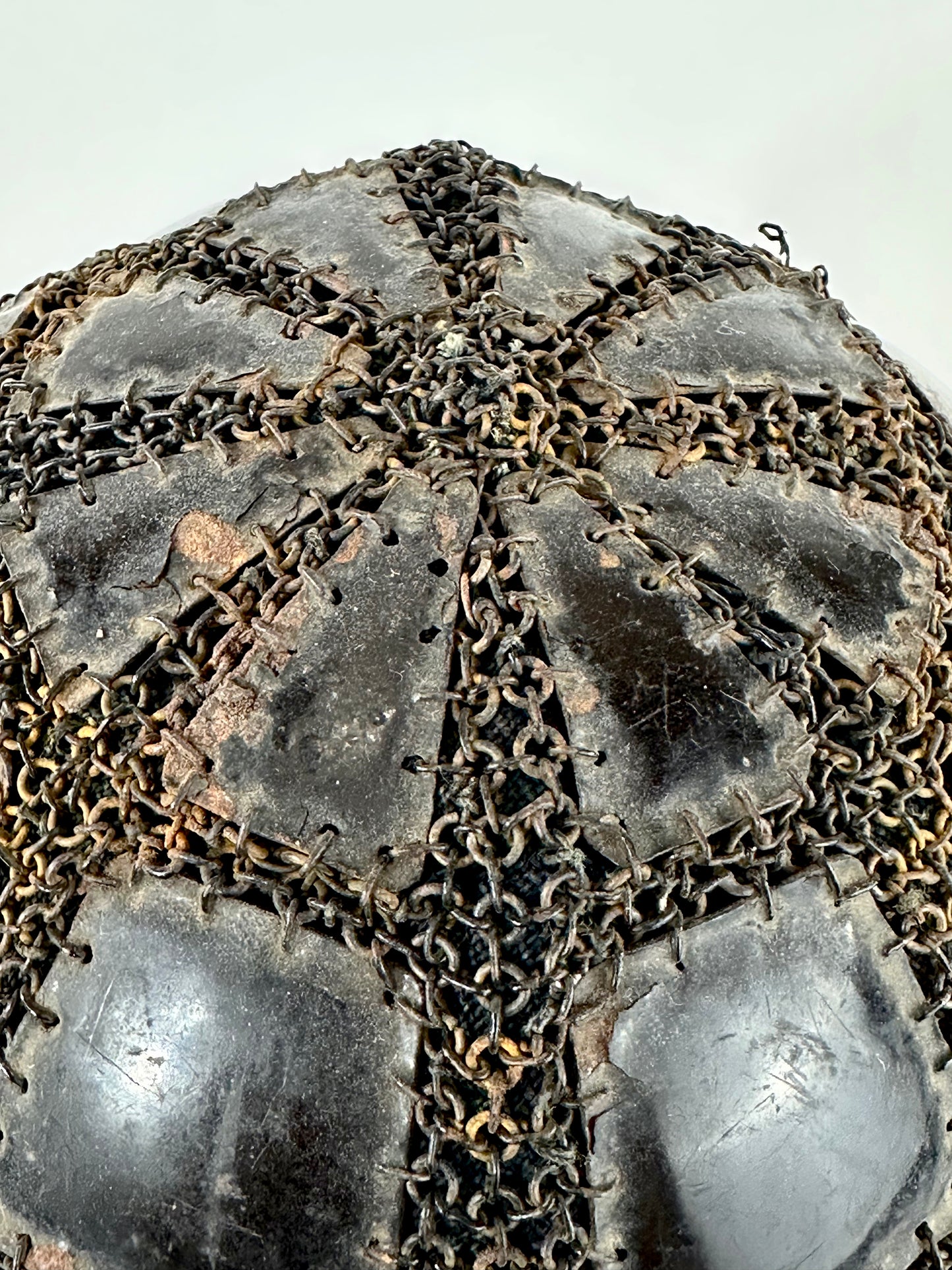 Japanese Edo Period Samurai Tatami (Folding) Kabuto Chainmail Helmet Iron/Lacquer LS#004