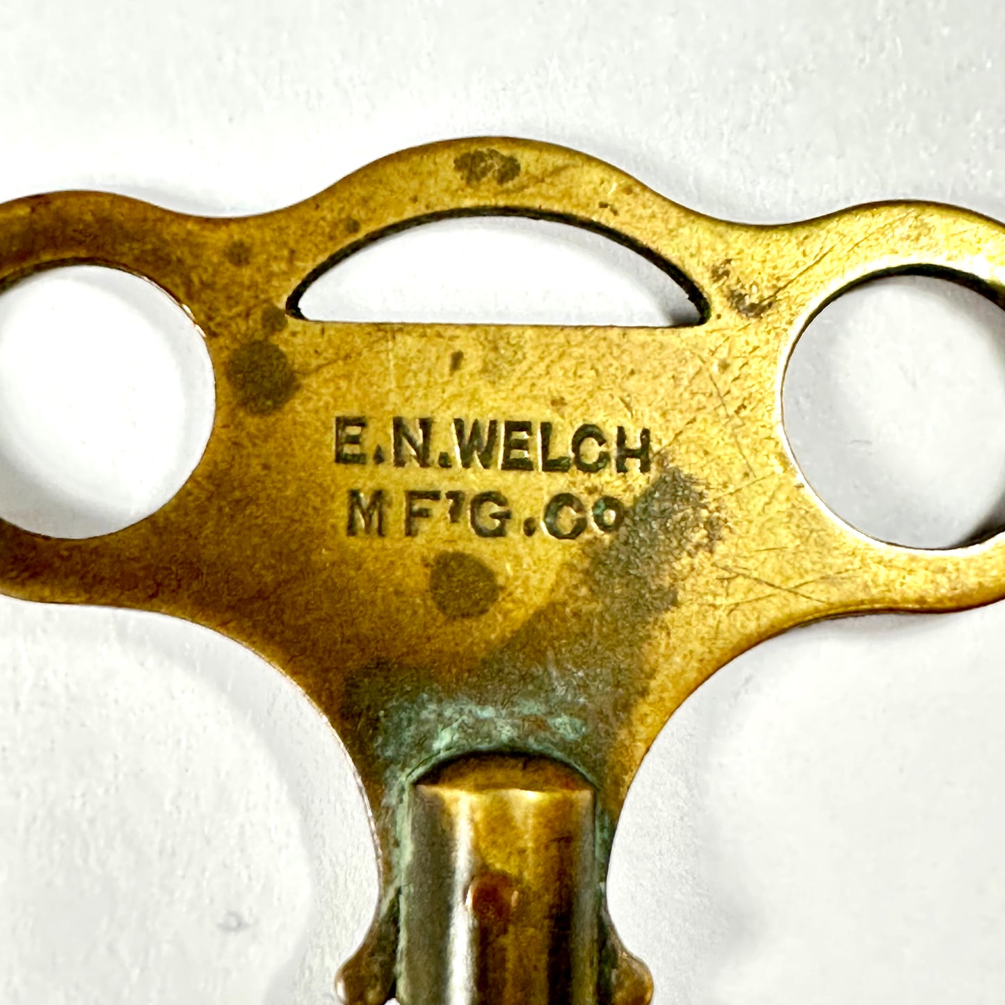 Antique Brass Clock Key E.N. Welch Mfg Co. 19th Century American Mantel Clock Winder