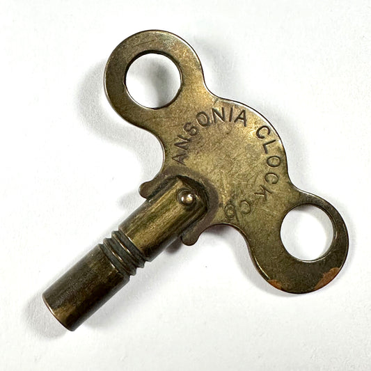Antique American Brass Clock Key Ansonia Clock Co. 19thC Wind-Up Key