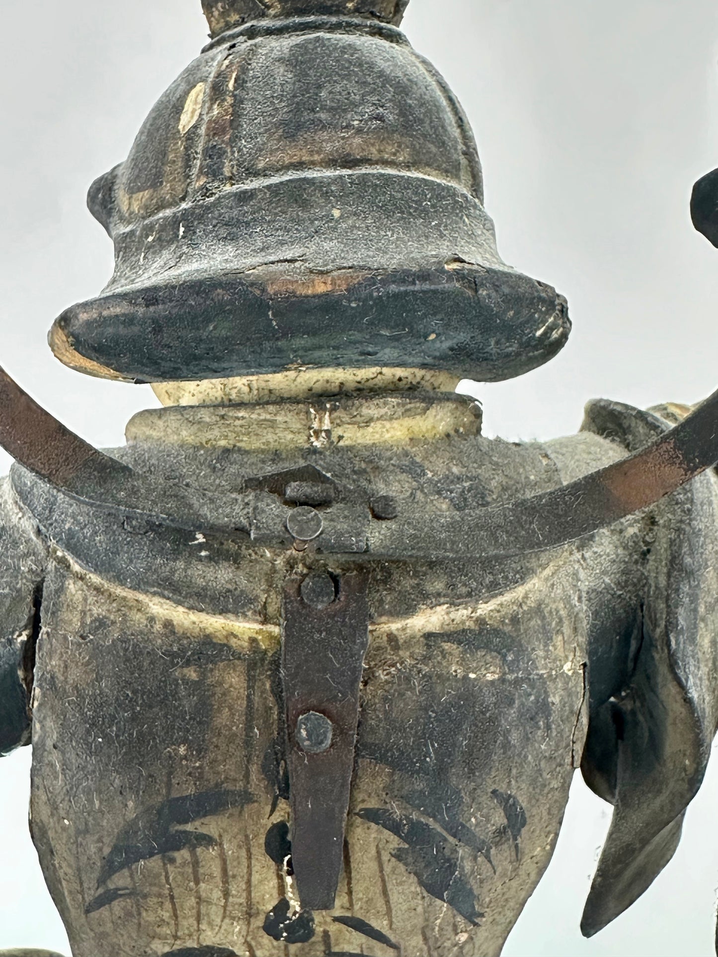 Antique Japanese Wooden Statue of Bishamonten Guardian Edo Period 17th-19th C. 22" Tall LS#047