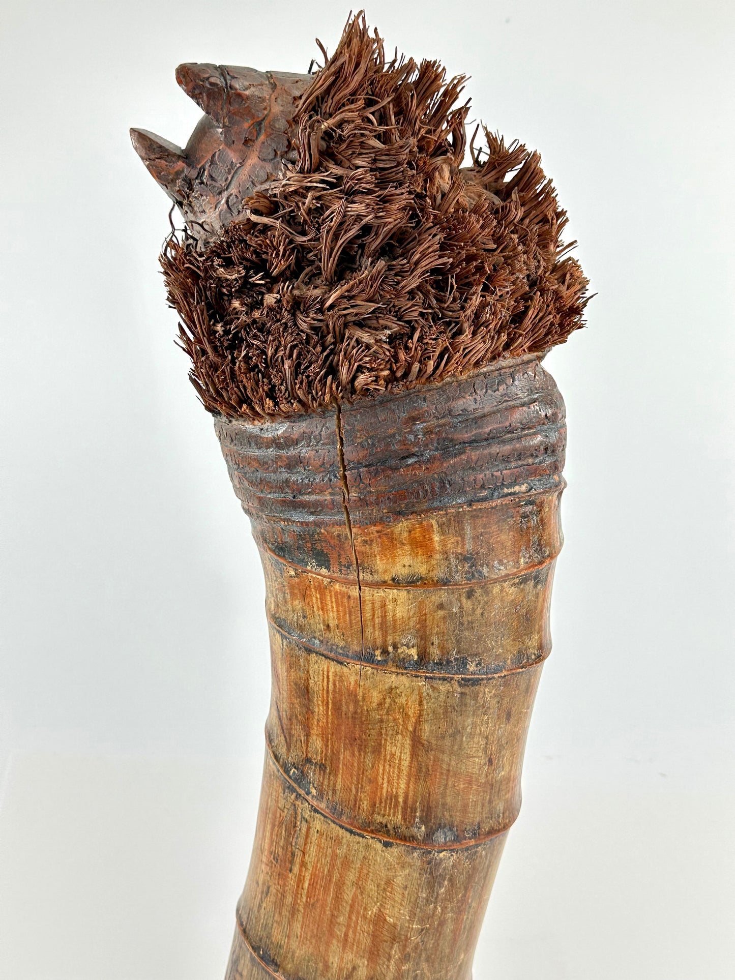 Antique Japanese Carved Bamboo Root Sculpture – Depicting Daruma (Bodhidharma) – 20" Tall LS#079