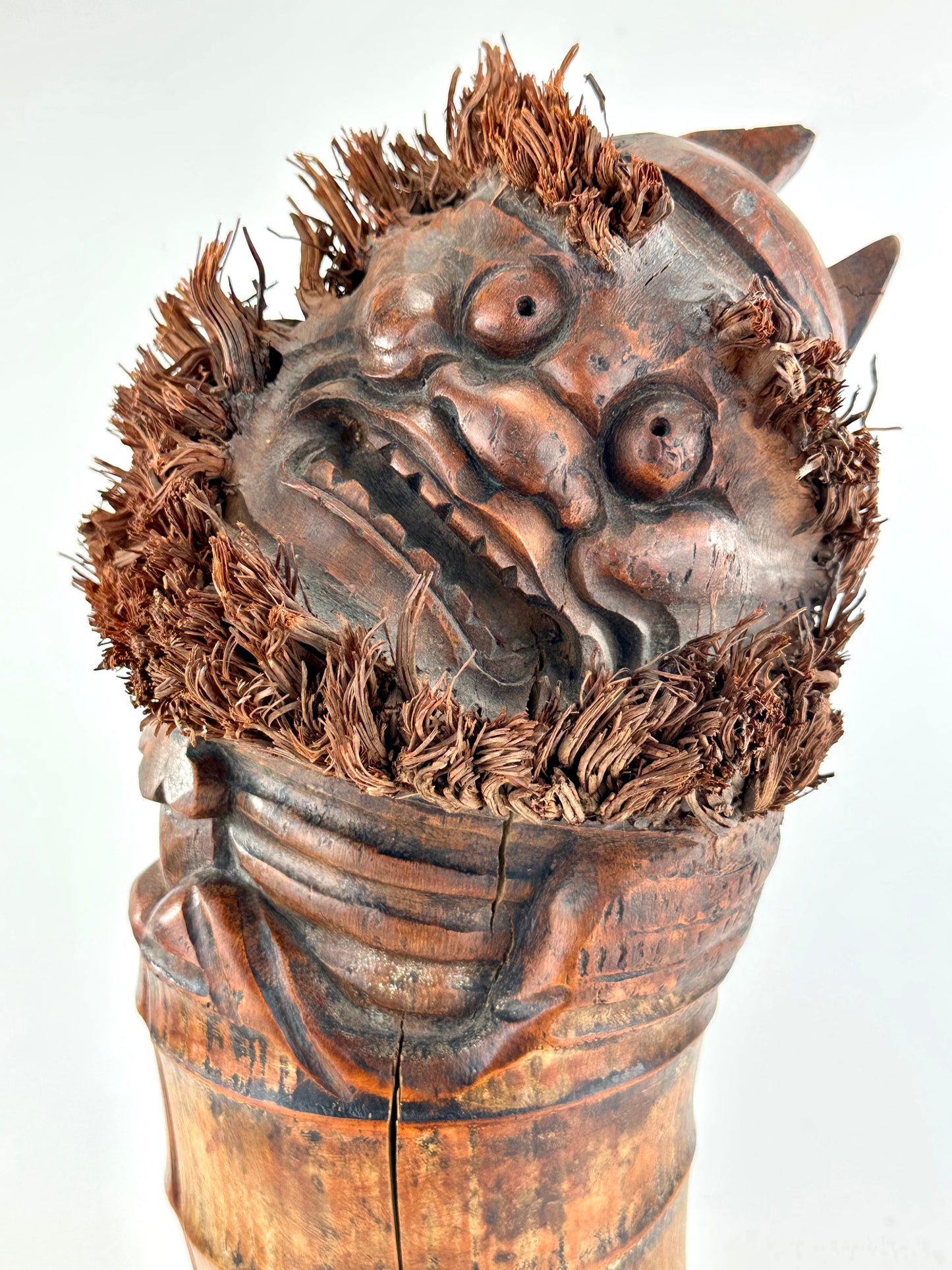 Antique Japanese Carved Bamboo Root Sculpture – Depicting Daruma (Bodhidharma) – 20" Tall LS#079