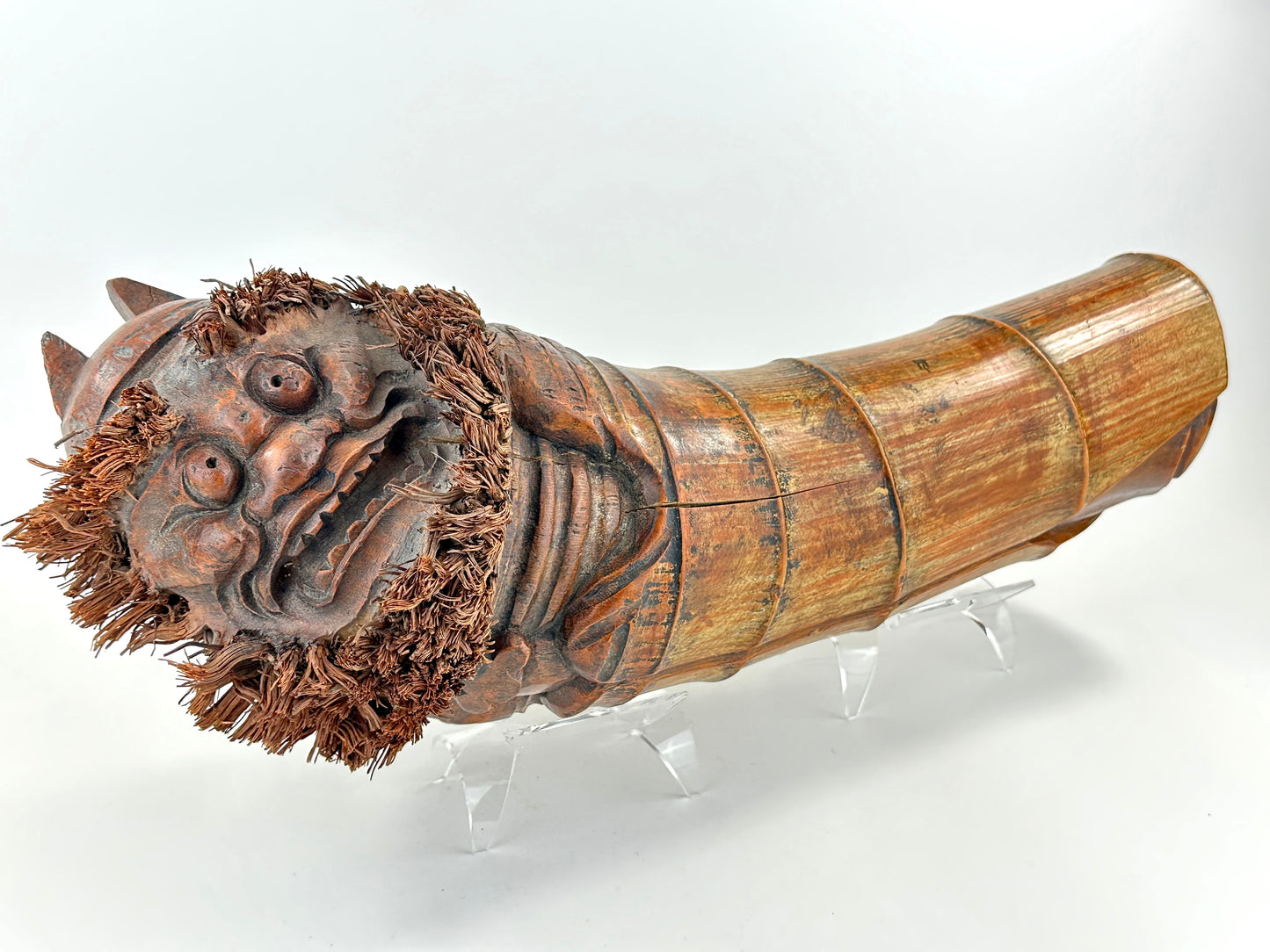 Antique Japanese Carved Bamboo Root Sculpture – Depicting Daruma (Bodhidharma) – 20" Tall LS#079