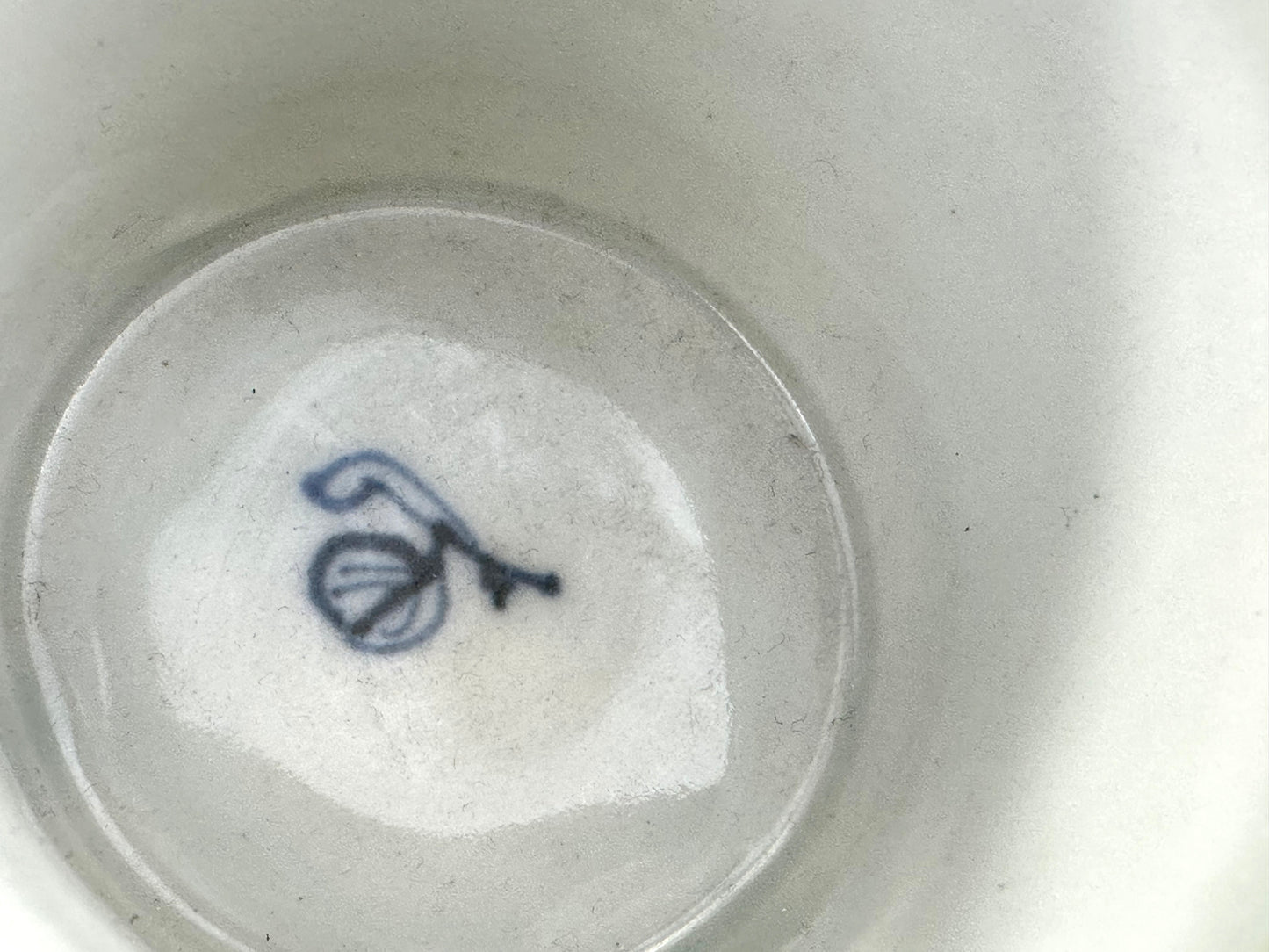 Antique Japanese Late Edo Period Blue & White Porcelain Sobachoko Cup Landscape Design