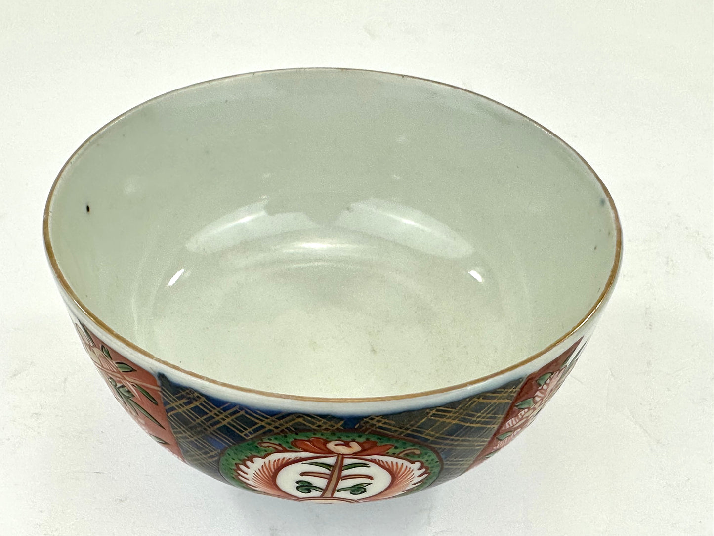 Antique Japanese Imari Style Handpainted Bowl with Gilded Floral Panels 4¾"W