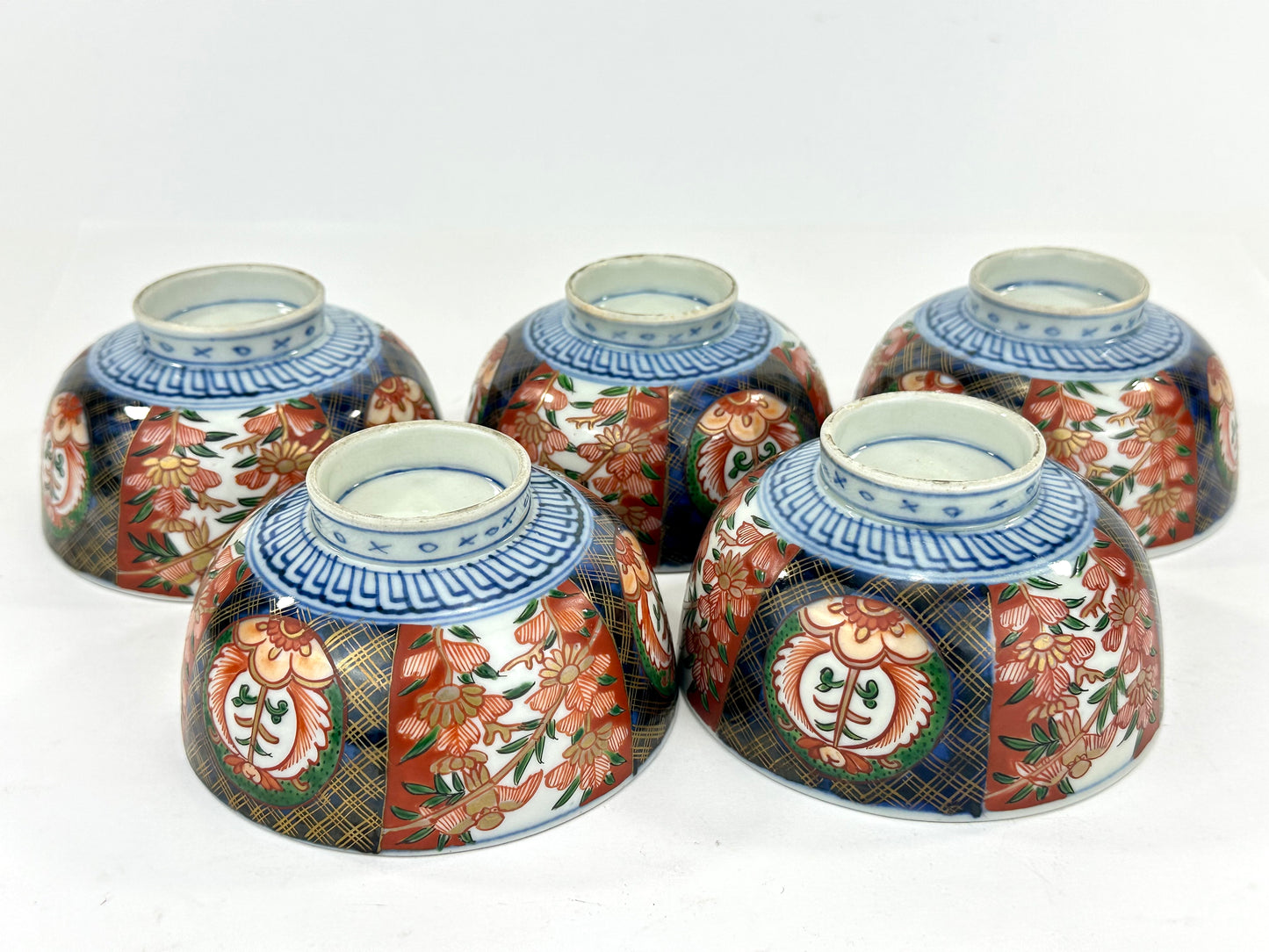 Antique Japanese Imari Style Handpainted Bowl with Gilded Floral Panels 4¾"W