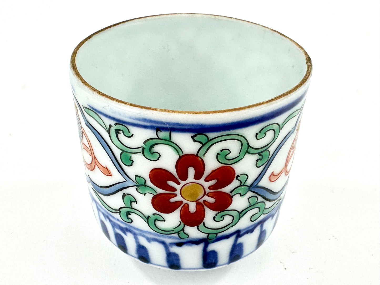 Vintage Japanese Imari Style Handpainted Kutani Yunomi Tea Cup 2"H